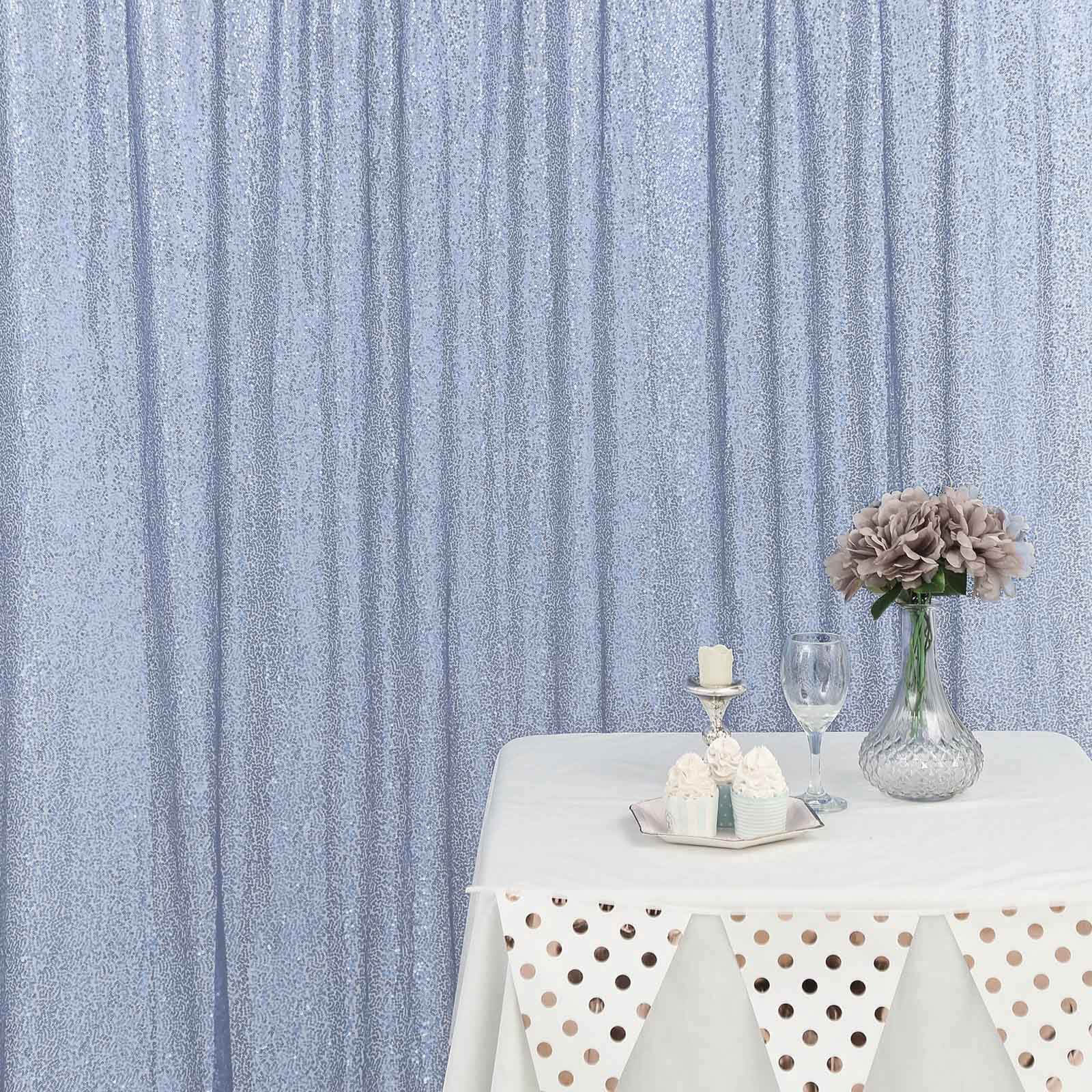 Dusty Blue Sequin Backdrop Drape Curtain, Photo Booth Event Divider Panel - 8ftx8ft - Image 2