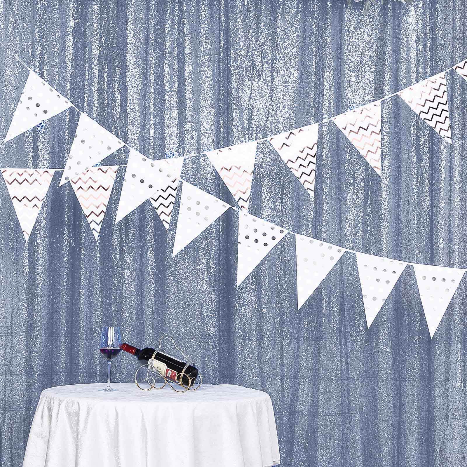 Dusty Blue Sequin Backdrop Drape Curtain, Photo Booth Event Divider Panel - 8ftx8ft - Image 9