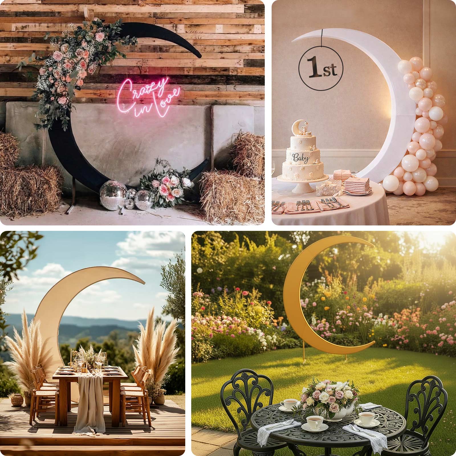 Dusty Blue Spandex Crescent Moon Chiara Backdrop Stand Cover, Custom Fitted Wedding Arch Cover - 7.5ft - Image 5