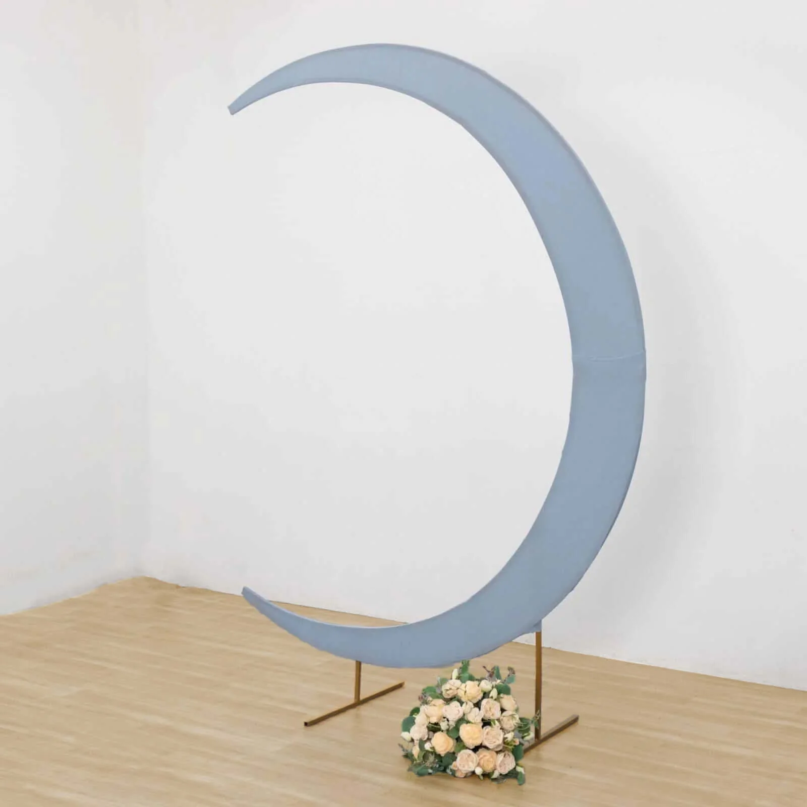 Dusty Blue Spandex Crescent Moon Chiara Backdrop Stand Cover, Custom Fitted Wedding Arch Cover - 7.5ft - Image 7