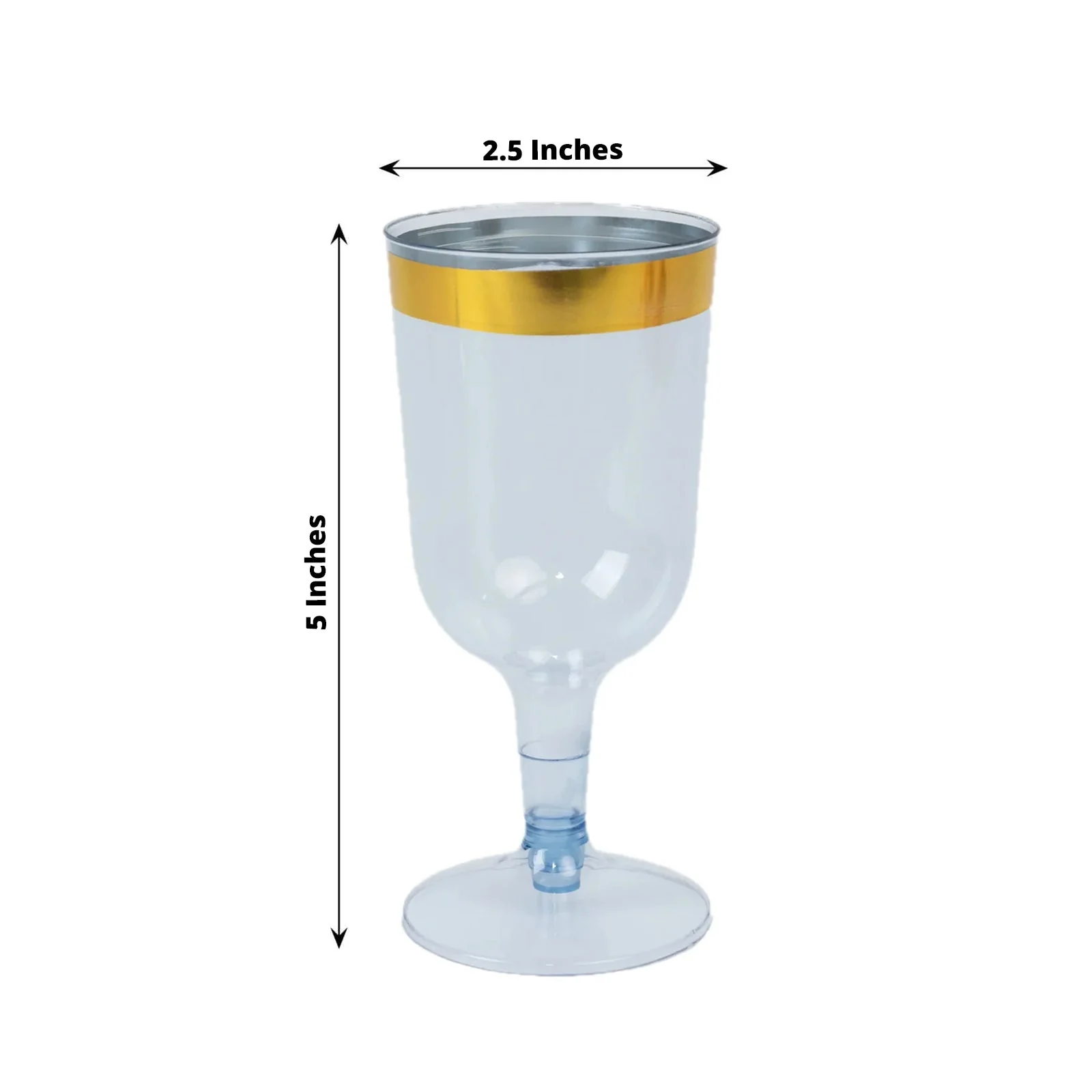12 Pack Plastic Short Stem Wine Glasses 6oz Transparent Dusty Blue/Gold Rim - Disposable Cups for Parties - Image 2