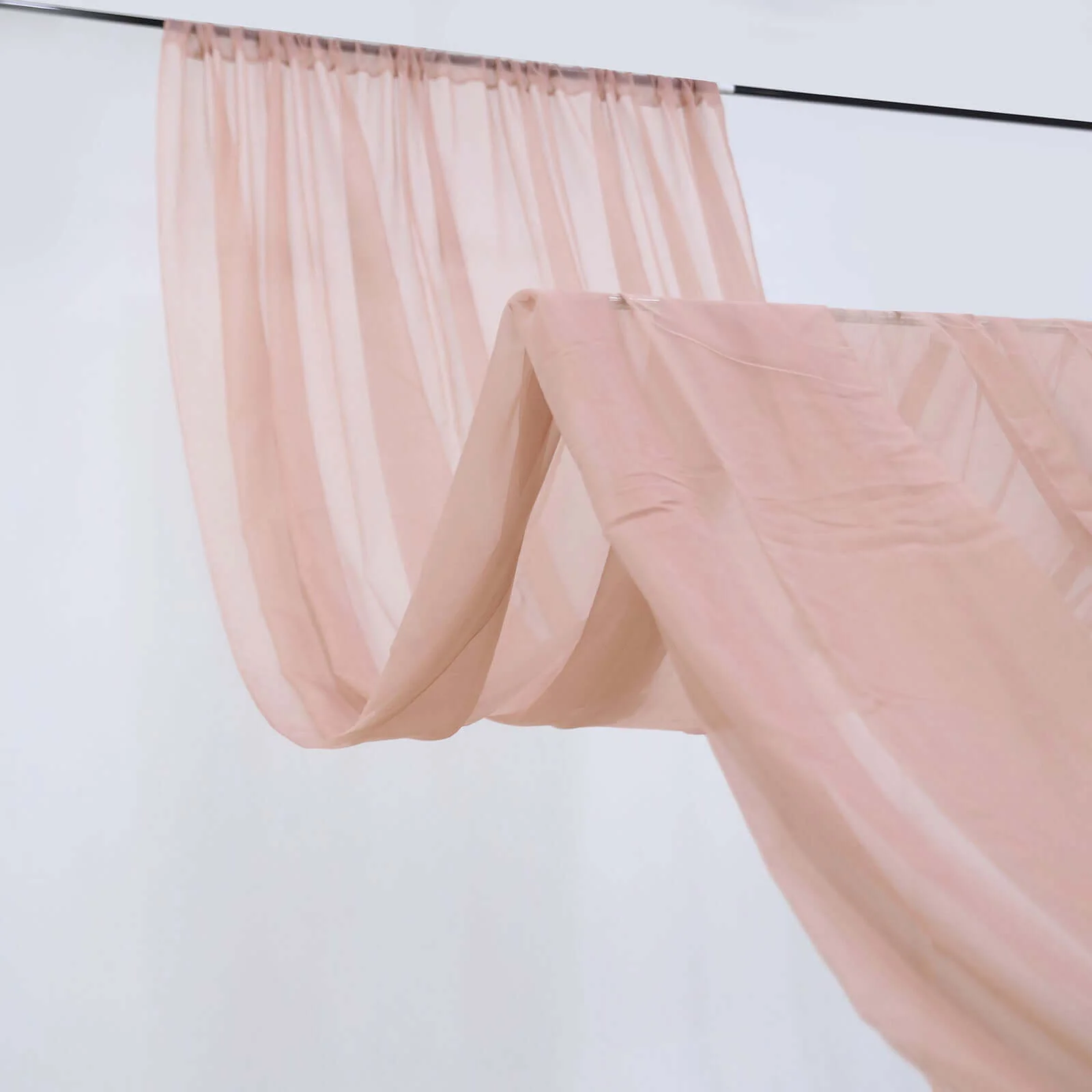 Dusty Rose Sheer Ceiling/Curtain Draping Panels Durable Flame Resistant Fabric 10ftx30ft - Image 2