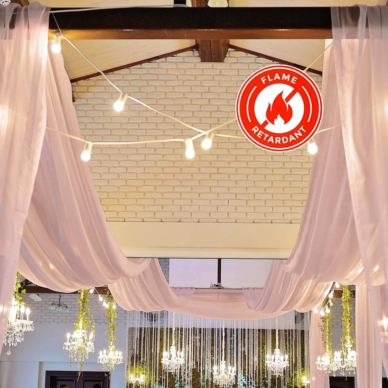 Dusty Rose Sheer Ceiling/Curtain Draping Panels Durable Flame Resistant Fabric 10ftx30ft - Image 6