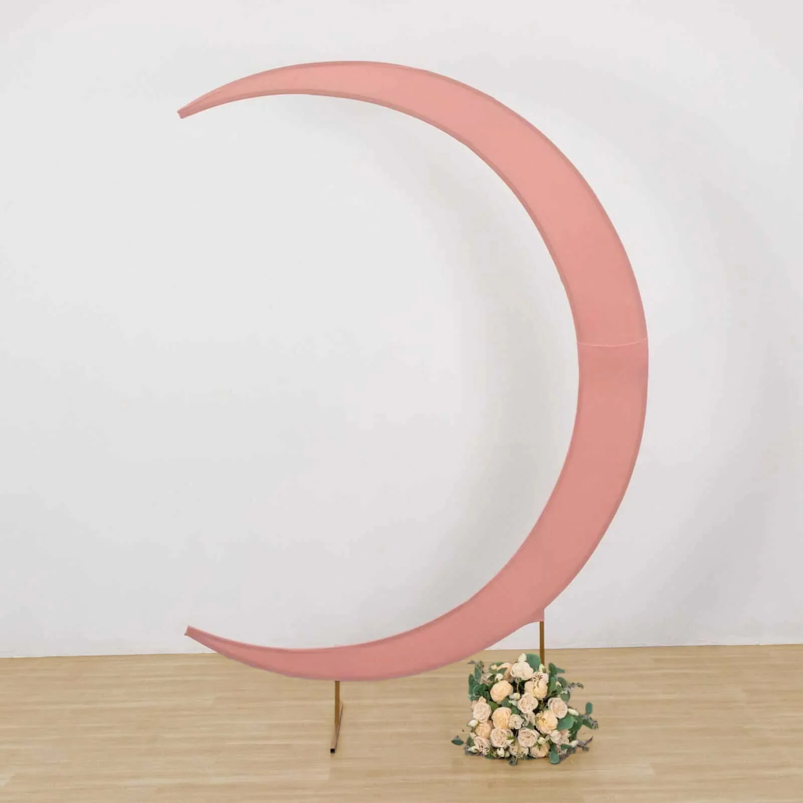 Dusty Rose Spandex Crescent Moon Chiara Backdrop Stand Cover, Custom Fitted Wedding Arch Cover - 7.5ft
