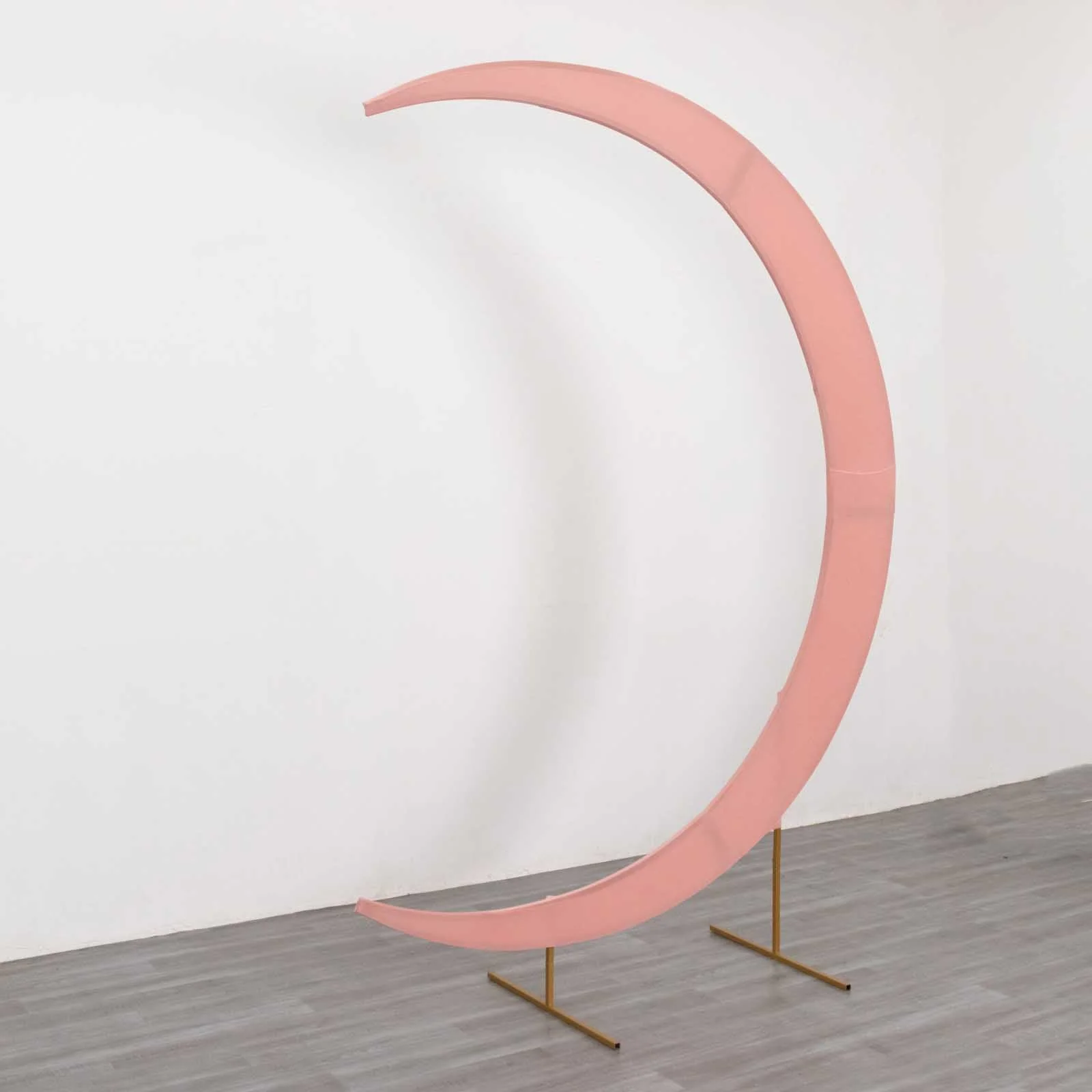 Dusty Rose Spandex Crescent Moon Chiara Backdrop Stand Cover, Custom Fitted Wedding Arch Cover - 7.5ft - Image 6