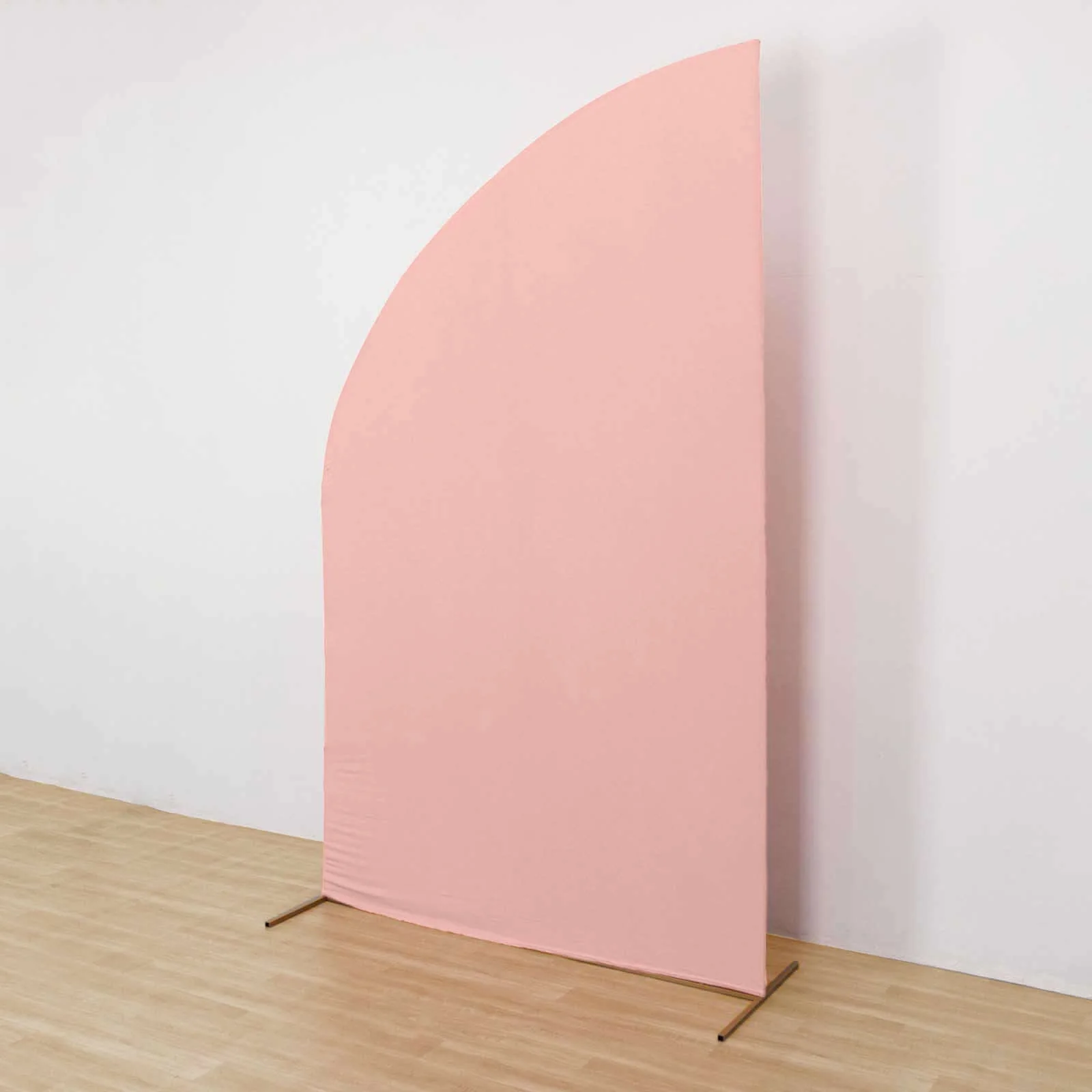 Dusty Rose Spandex Fitted Chiara Backdrop Stand Cover For Half Moon Top Wedding Arch - 8ft - Image 9
