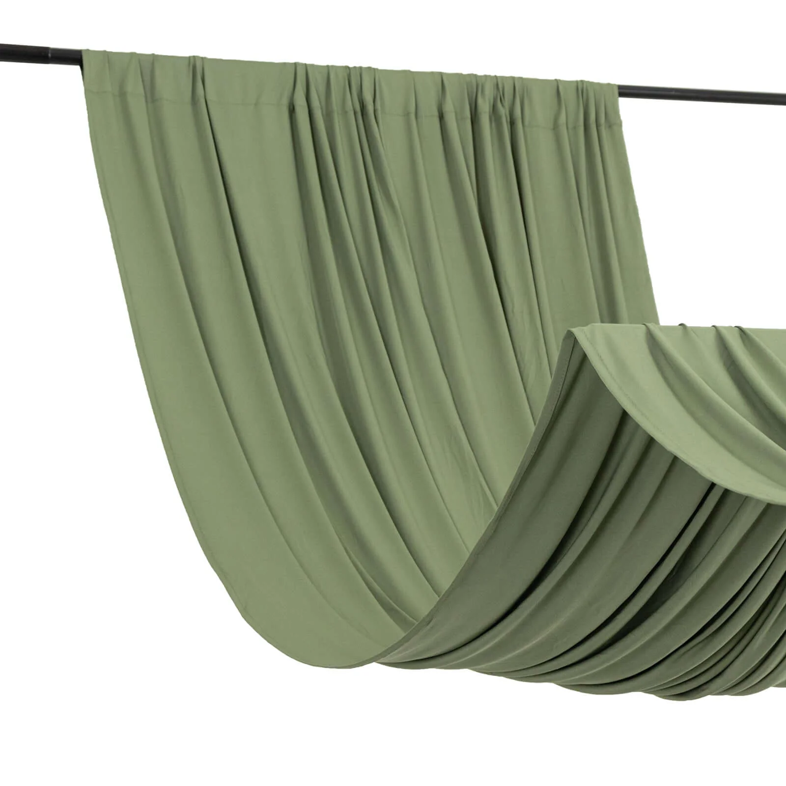 Dusty Sage Green 4-Way Stretch Spandex Backdrop Drape Curtain, Wrinkle Free Event Divider Panel with Rod Pockets - 5ftx10ft - Image 2