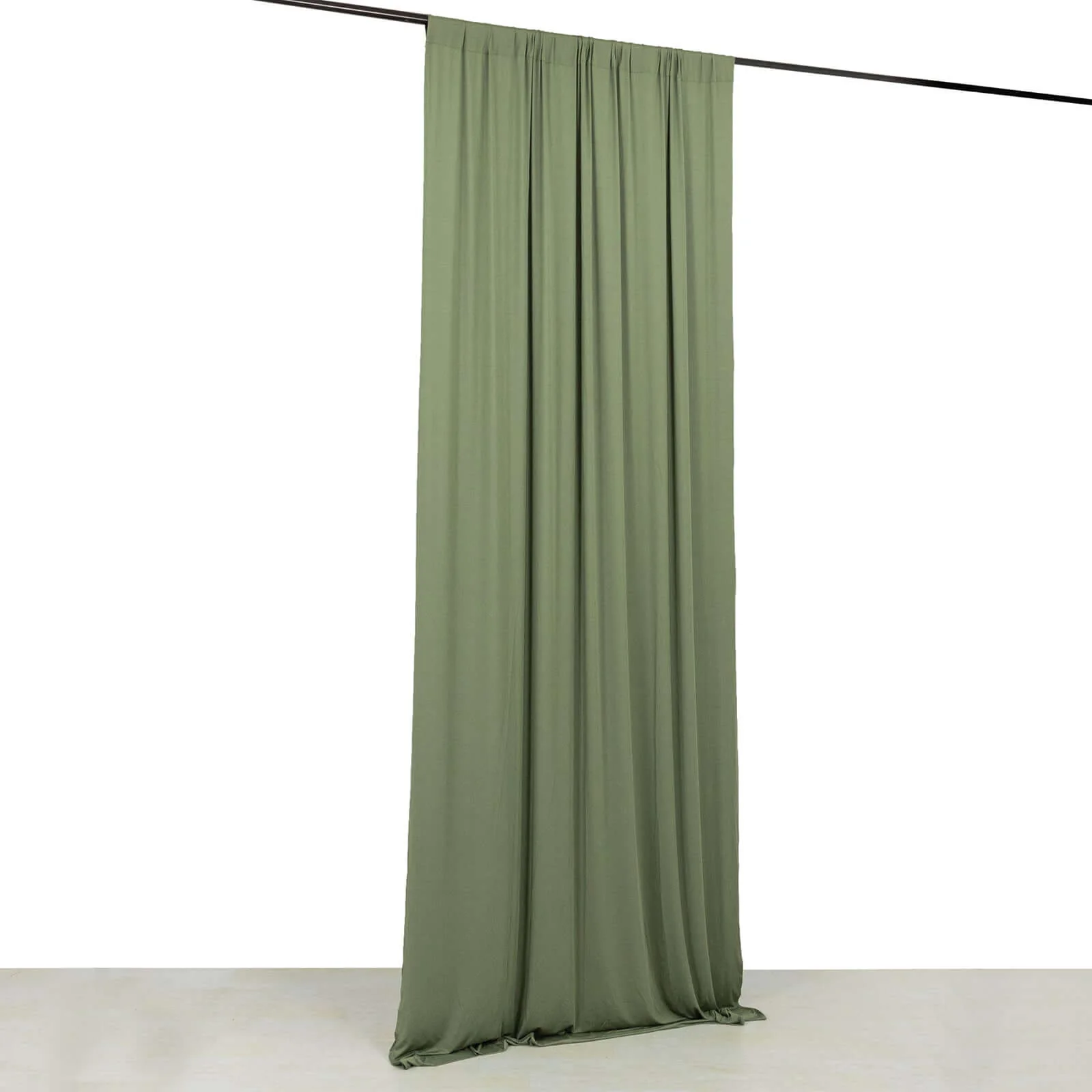 Dusty Sage Green 4-Way Stretch Spandex Backdrop Drape Curtain, Wrinkle Free Event Divider Panel with Rod Pockets - 5ftx10ft - Image 3