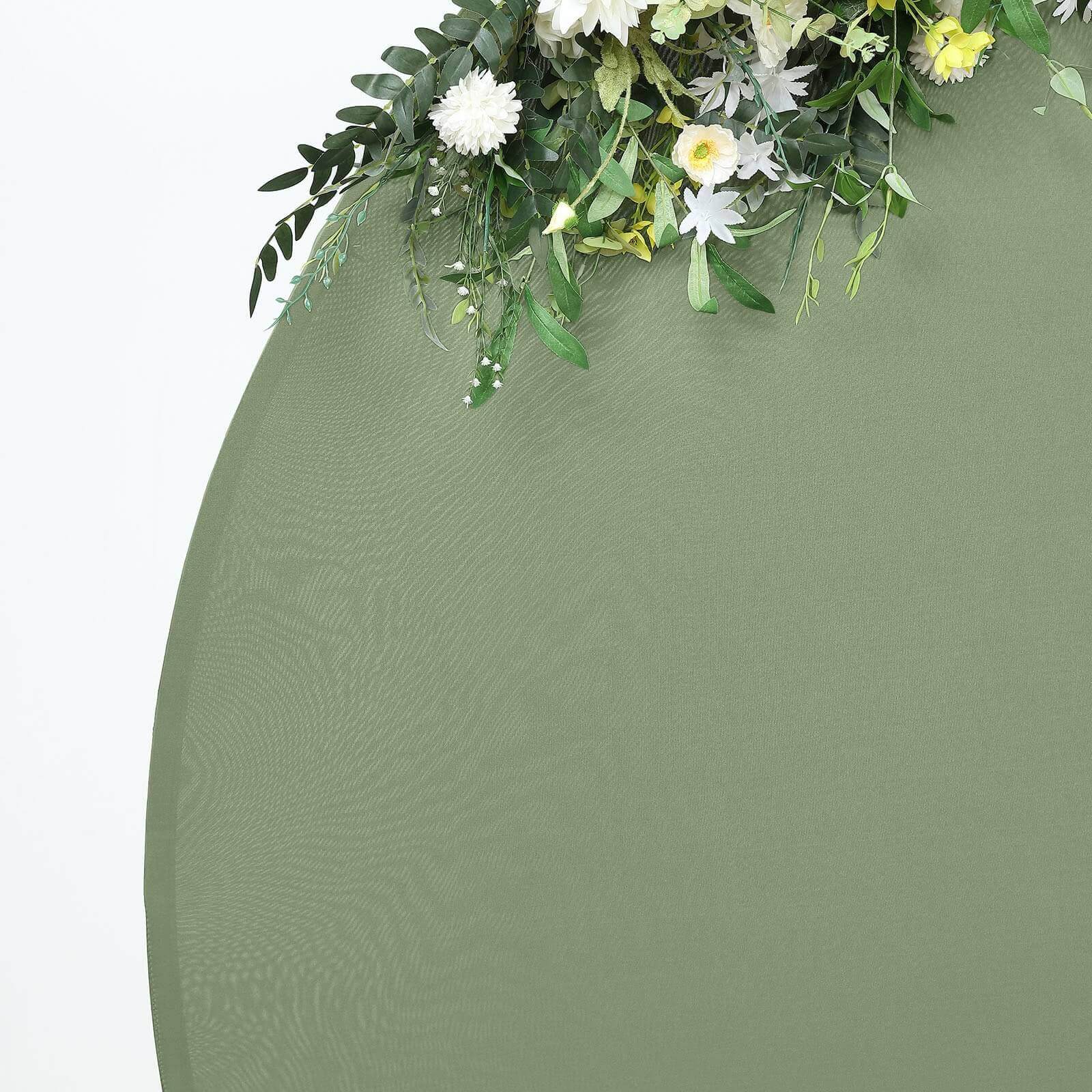 Dusty Sage Green Round Spandex Fit Wedding Backdrop Stand Cover 7.5ft - Image 2