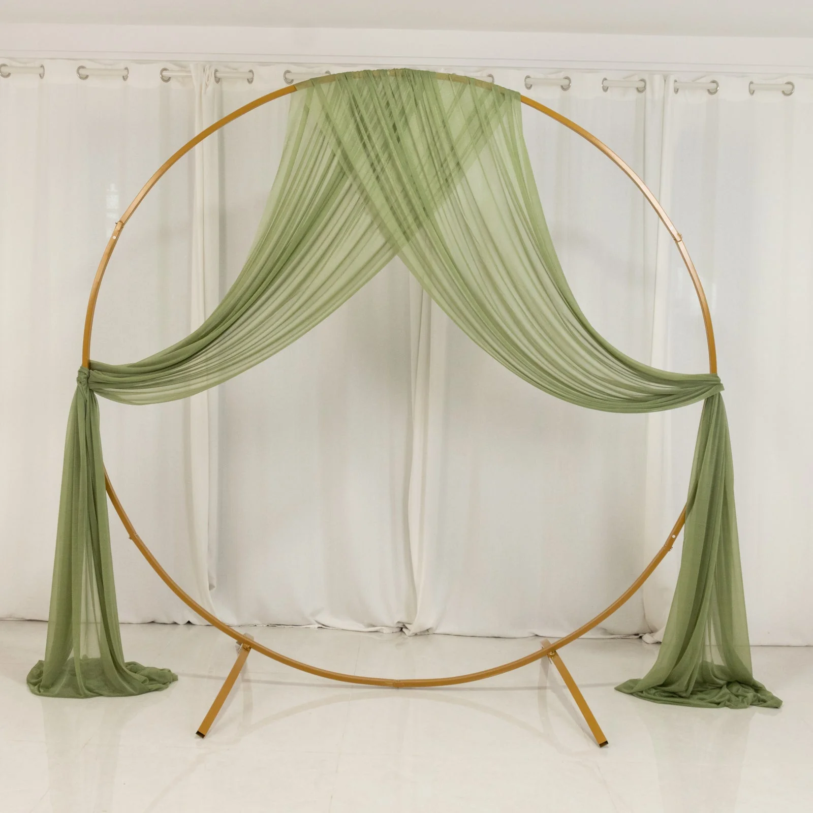 Sheer Wedding Arch Drape – 5ftx32ft Dusty Sage Green Sheer Curtain Backdrop, Ceiling Drapery Panel - Image 2