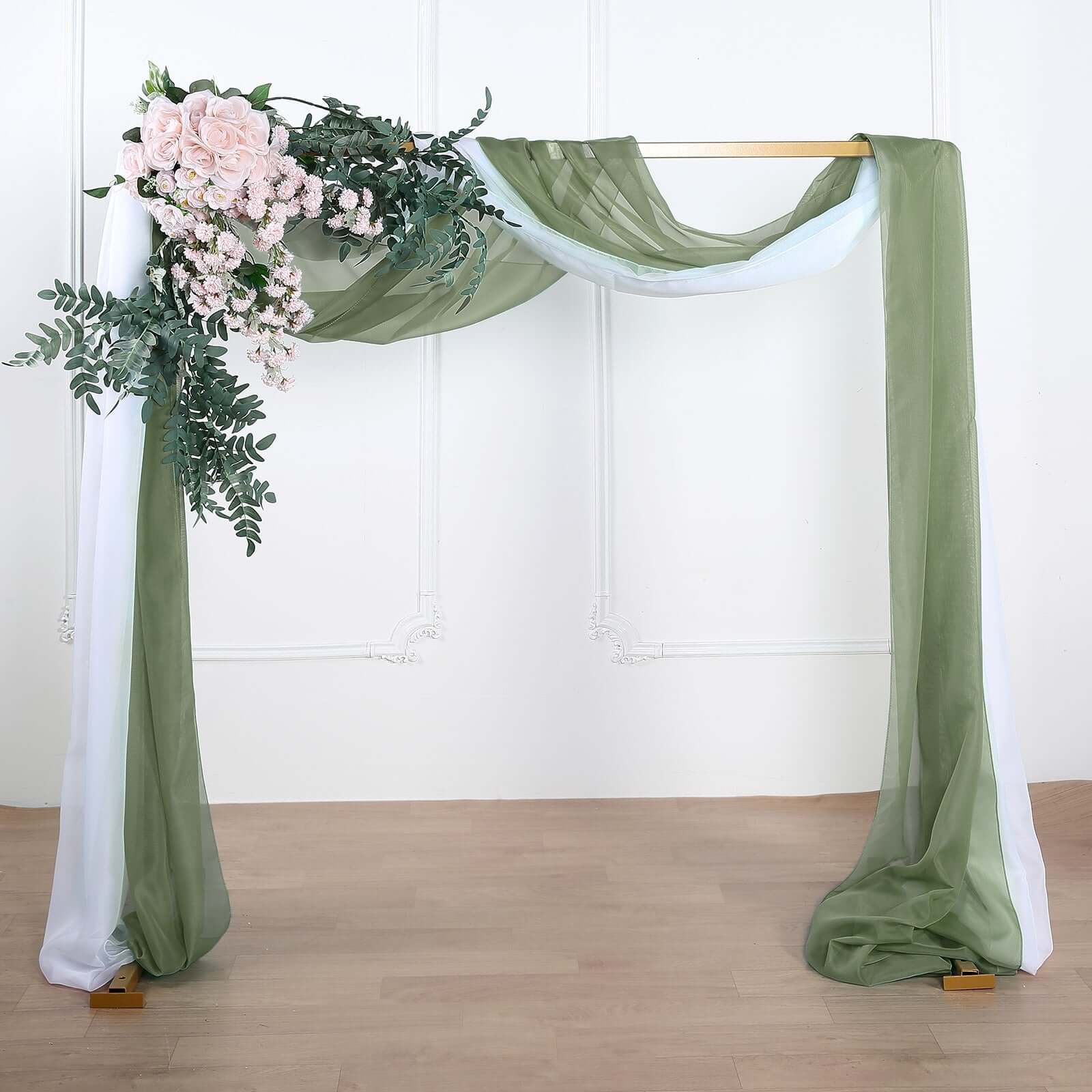 Dusty Sage Green Sheer Organza Wedding Arch Draping Fabric, Long Curtain Backdrop Window Scarf Valance 18ft - Image 7