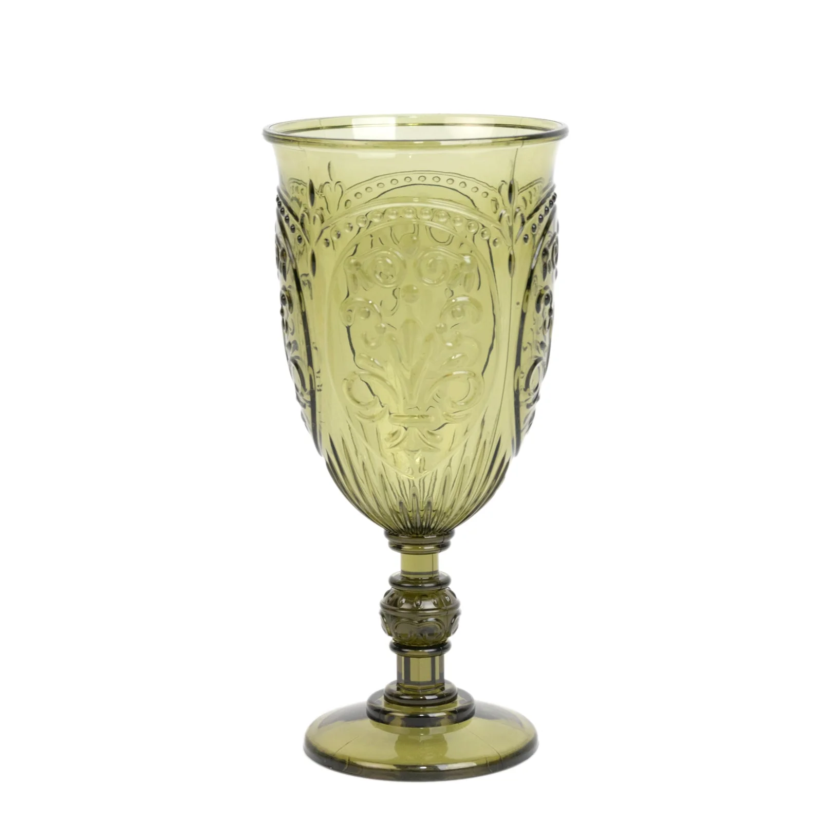 24-Pack Plastic Vintage Goblets – 10oz Transparent Dusty Sage Green Retro Embossed Wine Glasses, Elegant Water & Juice Cups - 7" Tall - Image 8