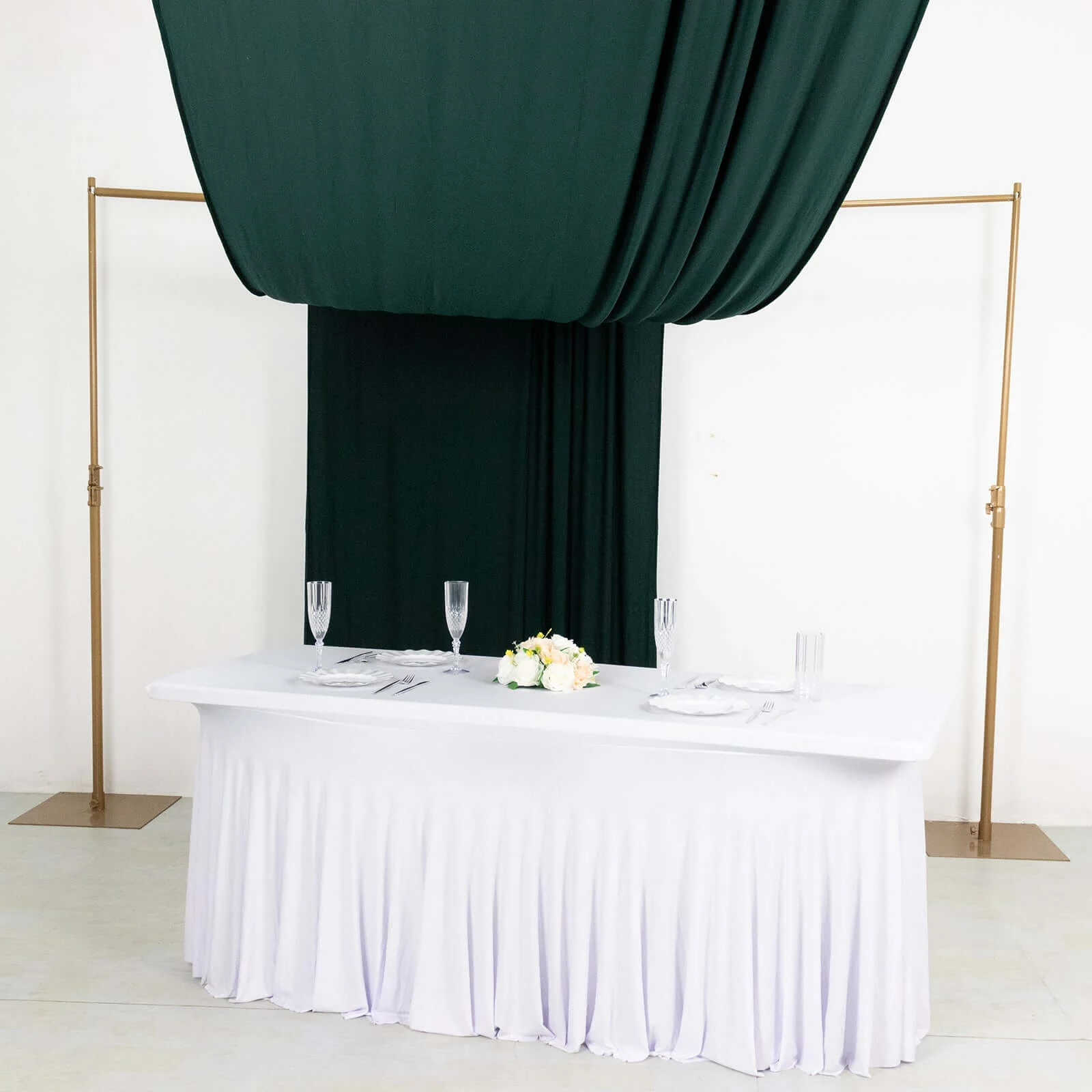 Hunter Emerald Green 4-Way Stretch Spandex Backdrop Drape Curtain, Wrinkle Free Event Divider Panel with Rod Pockets - 5ftx18ft - Image 2