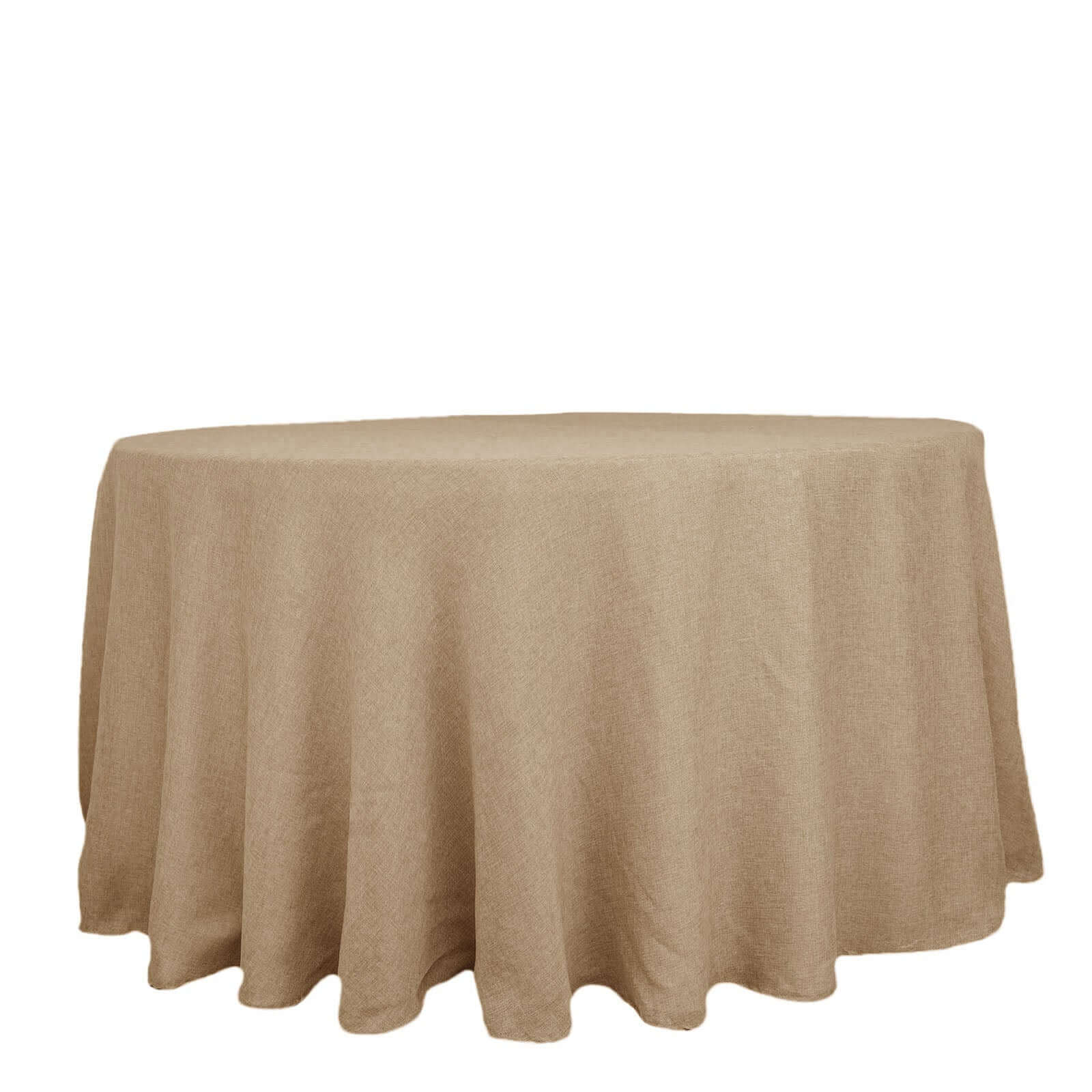 Faux Burlap Jute Round Tablecloth 108" Natural - Rustic Table Linen for Events - Image 7