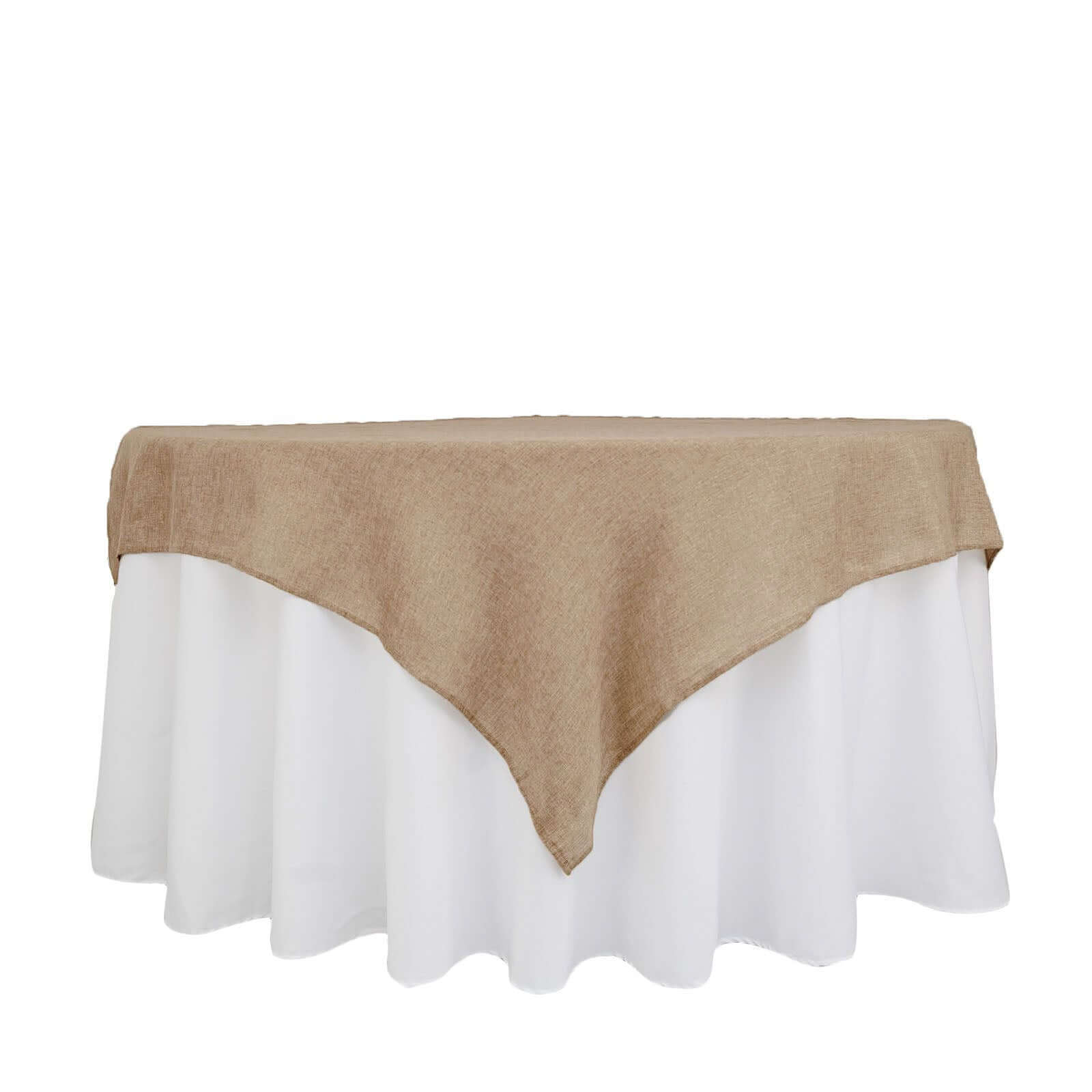 Faux Burlap Jute Square Table Overlay 54"x54" Natural - Rustic Table Topper for Events - Image 7