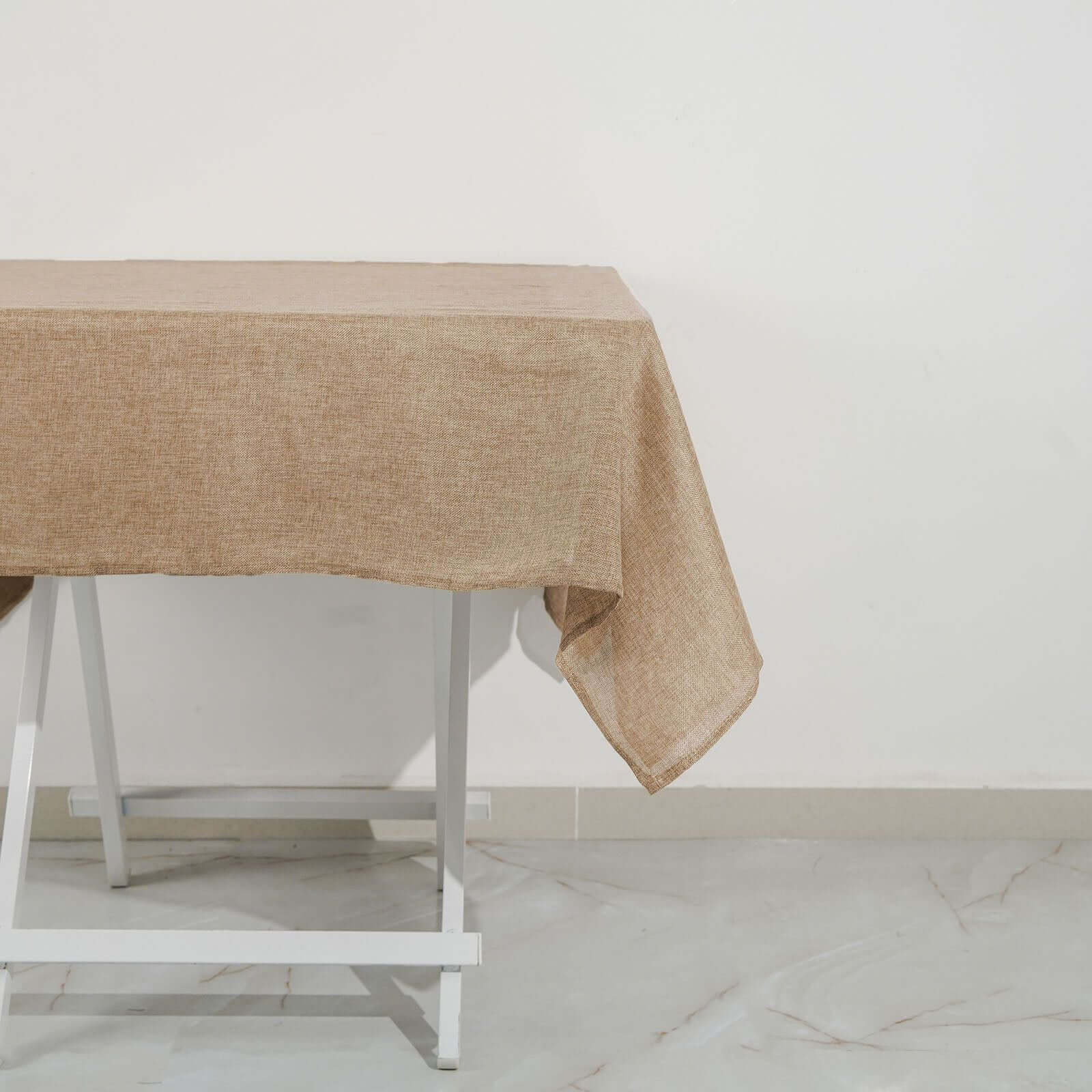 Faux Burlap Jute Square Tablecloth 54"x54" Natural - Rustic Table Linen for Events - Image 5