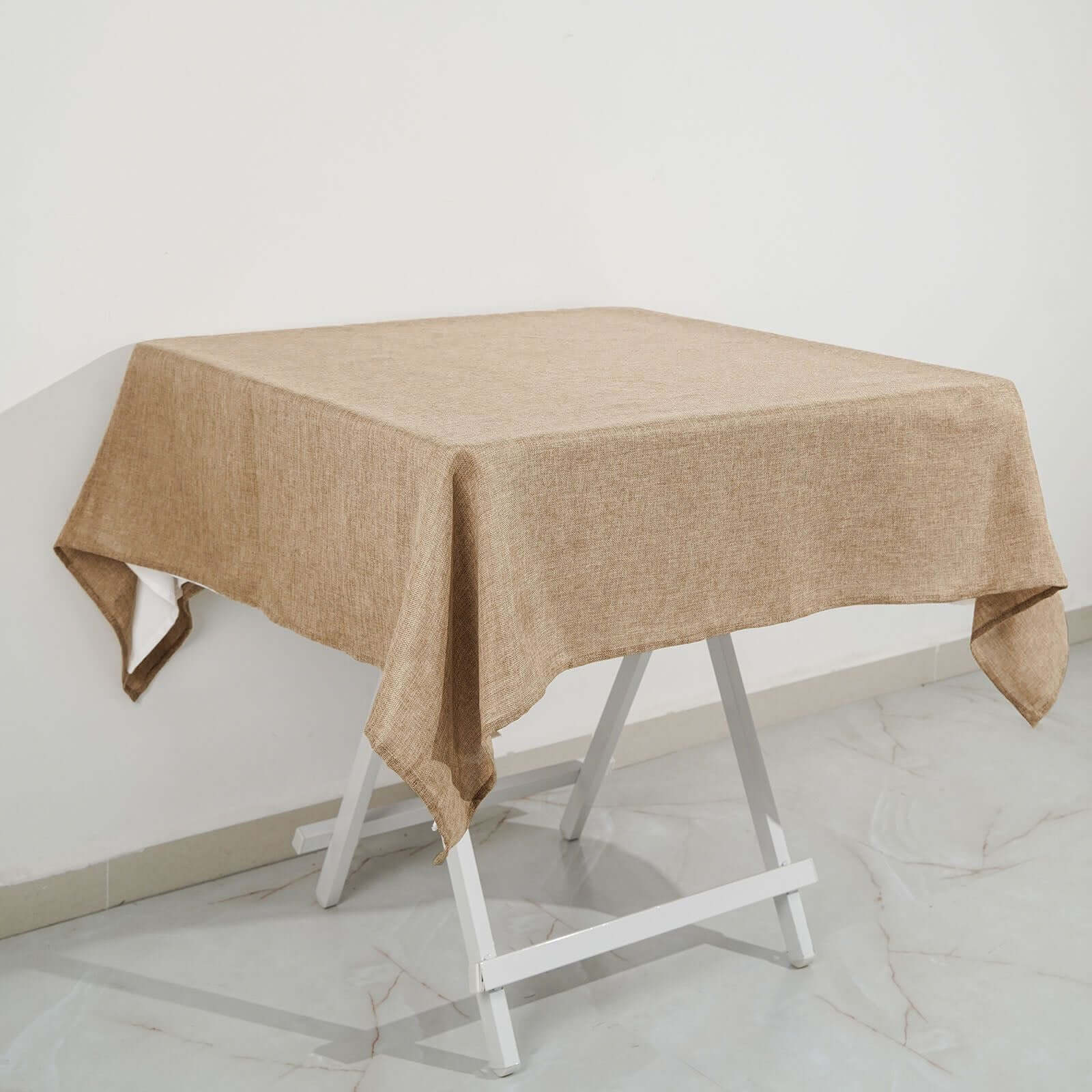 Faux Burlap Jute Square Tablecloth 54"x54" Natural - Rustic Table Linen for Events - Image 6