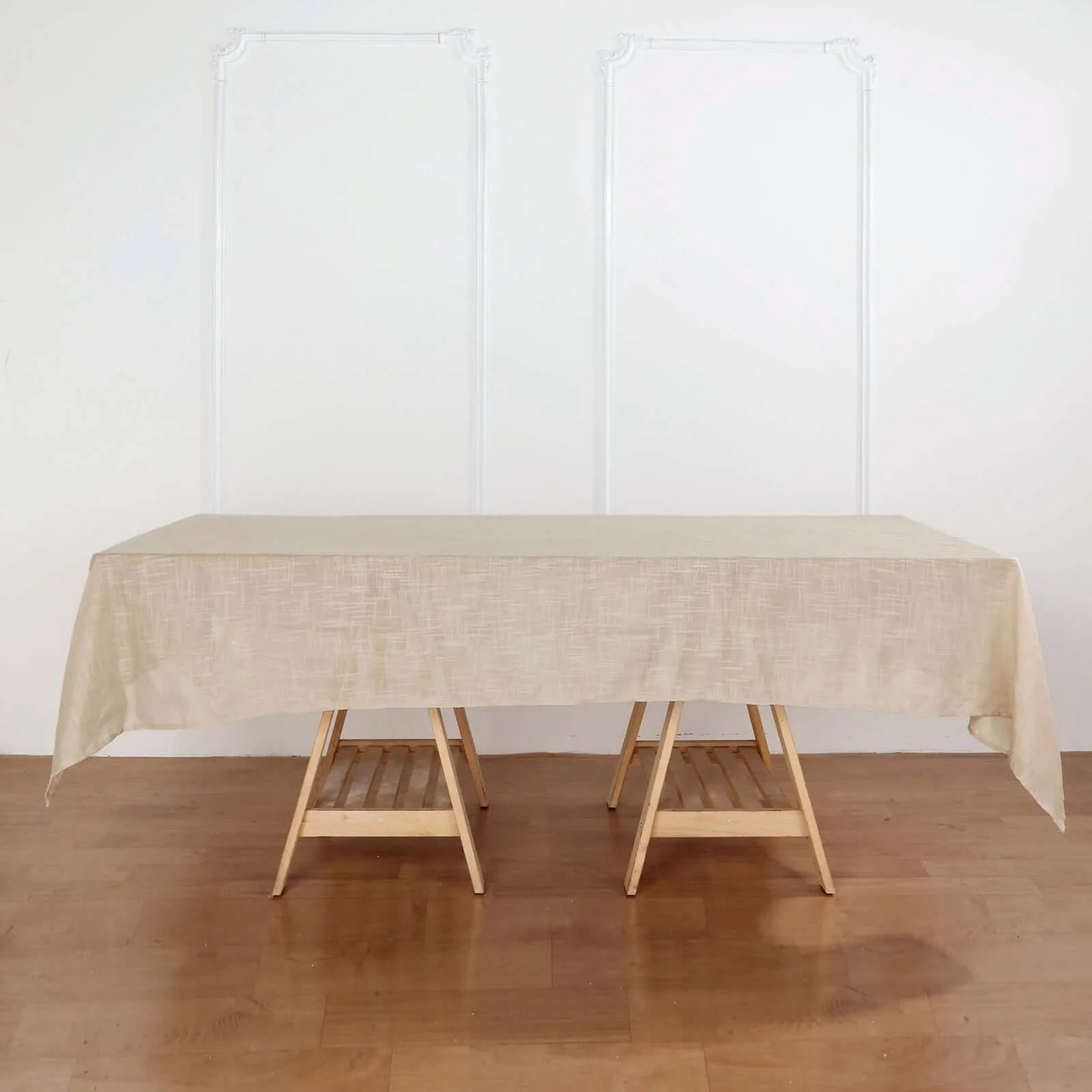 Faux Linen Rectangular Tablecloth 60"x102" Beige - Slubby Textured & Wrinkle Resistant Table Cover