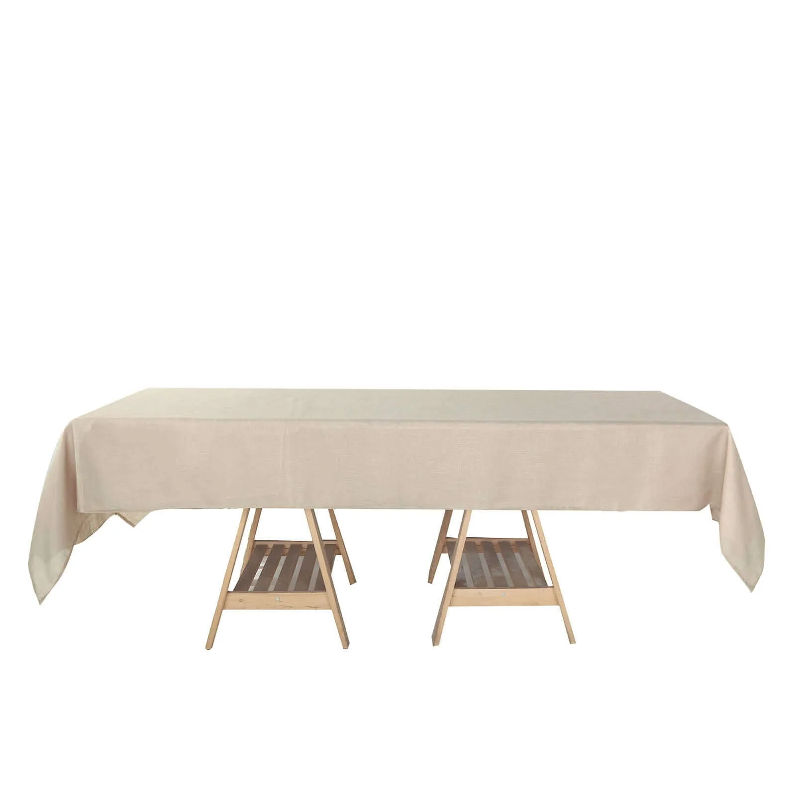 Faux Linen Rectangular Tablecloth 60"x102" Beige - Slubby Textured & Wrinkle Resistant Table Cover - Image 6