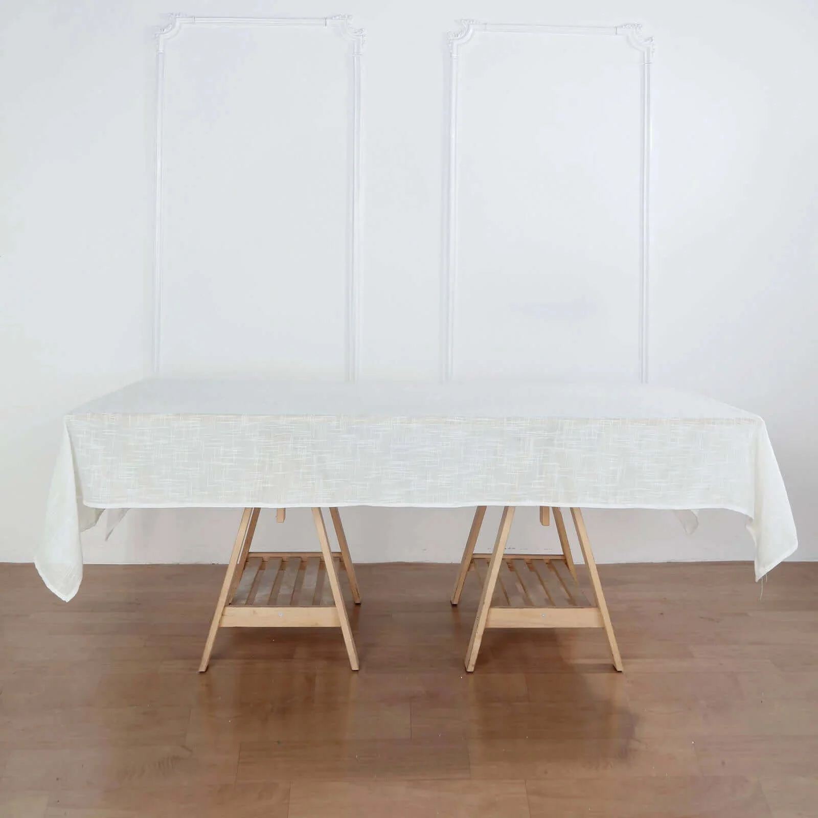 Faux Linen Rectangular Tablecloth 60"x102" White - Slubby Textured & Wrinkle Resistant Table Cover for Stylish Event Settings