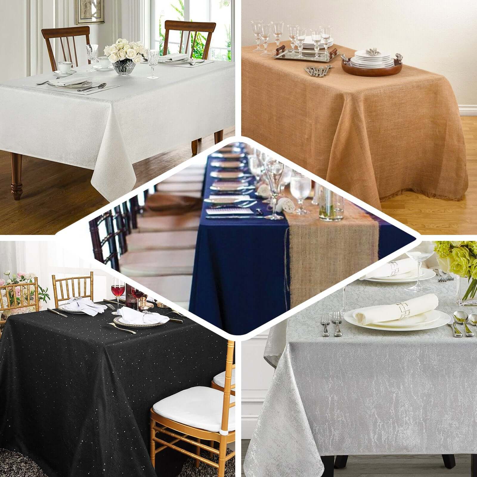 Faux Linen Rectangular Tablecloth 90"x156" Beige with Slubby Textured - Wrinkle Resistant & Seamless Table Cover - Image 4