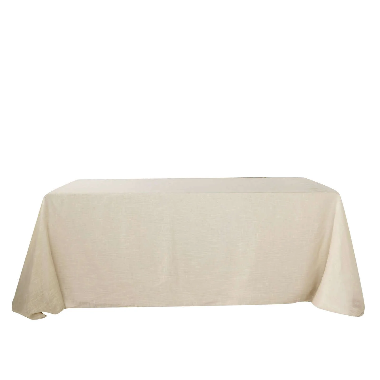 Faux Linen Rectangular Tablecloth 90"x156" Beige with Slubby Textured - Wrinkle Resistant & Seamless Table Cover - Image 6