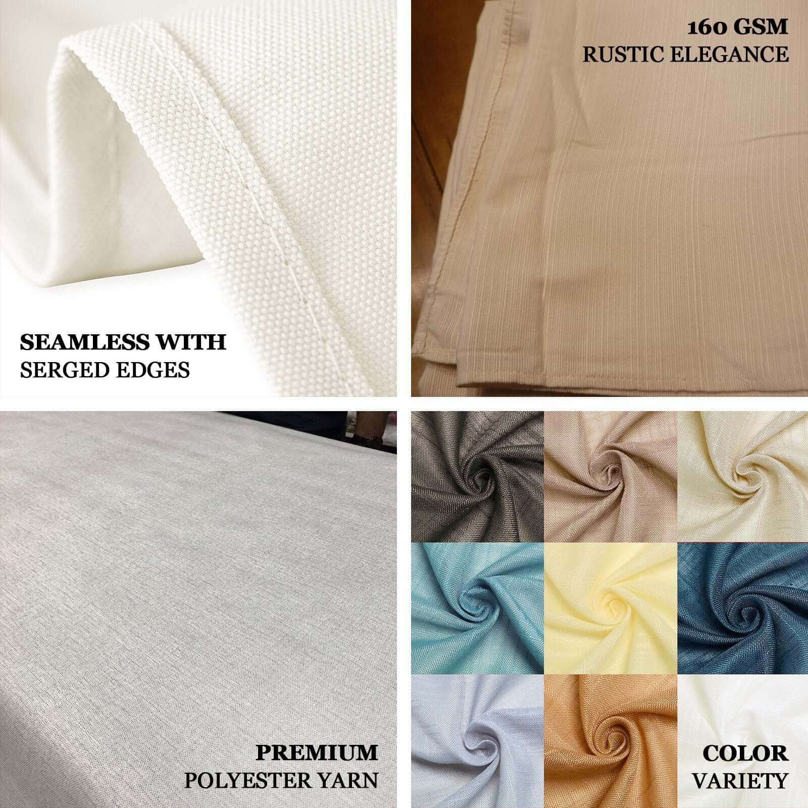 Faux Linen Rectangular Tablecloth 90"x156" Taupe with Slubby Textured - Wrinkle Resistant & Seamless Table Cover - Image 4