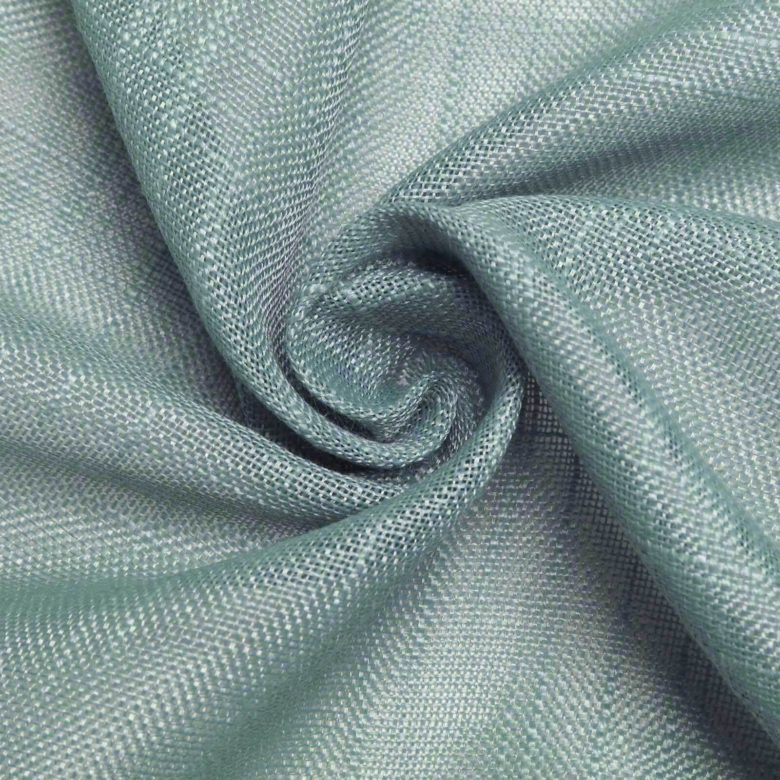 Faux Linen Round Tablecloth 120" Dusty Blue with Slubby Textured - Wrinkle Resistant & Seamless Table Cover - Image 7