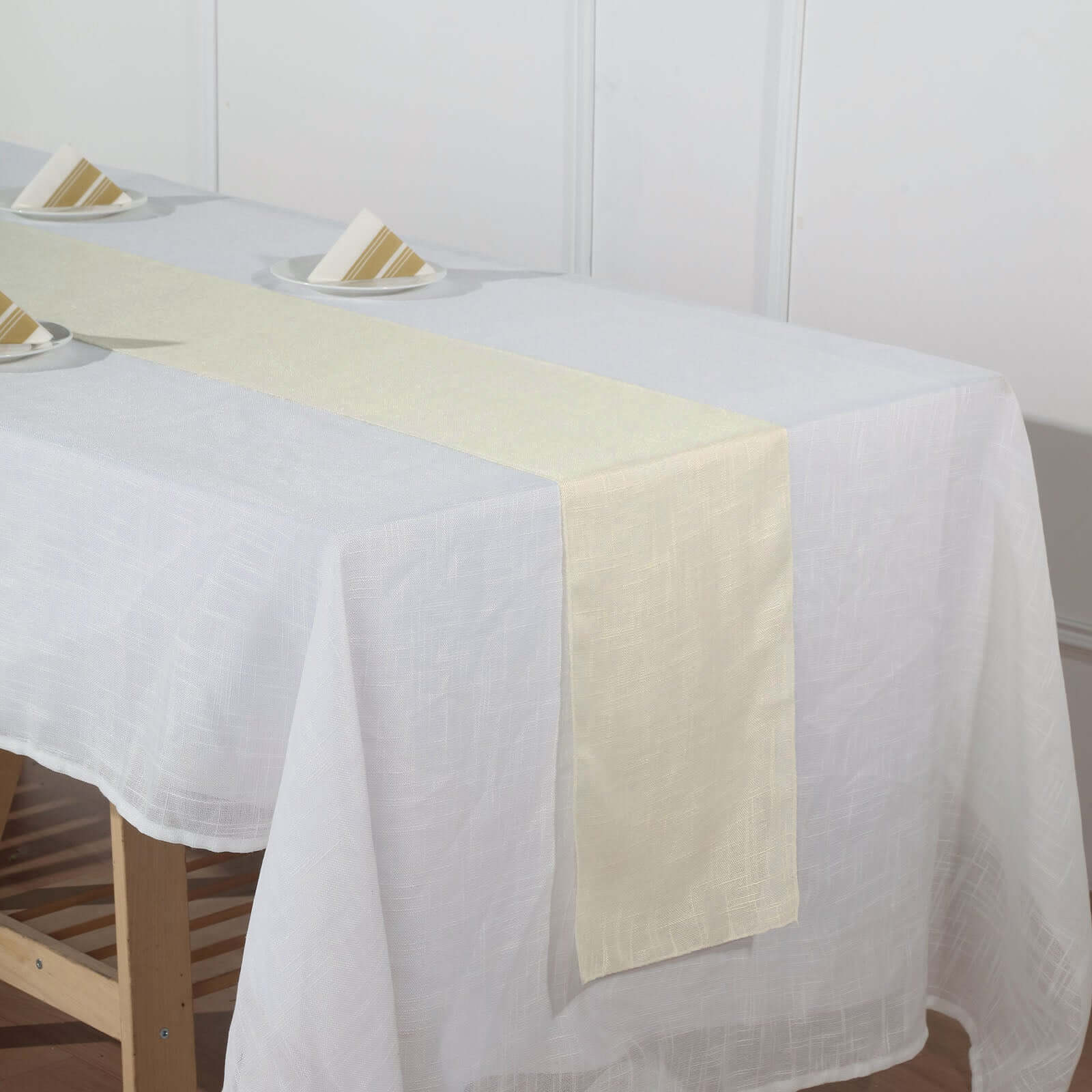 Faux Linen Table Runner 12"x108" Ivory - Slubby Textured Table Decor - Image 11