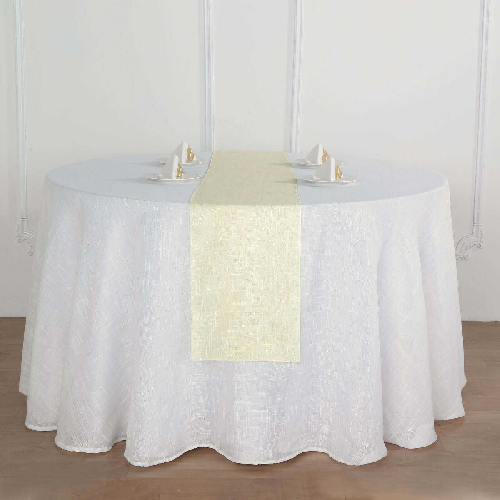 Faux Linen Table Runner 12"x108" Ivory - Slubby Textured Table Decor - Image 2