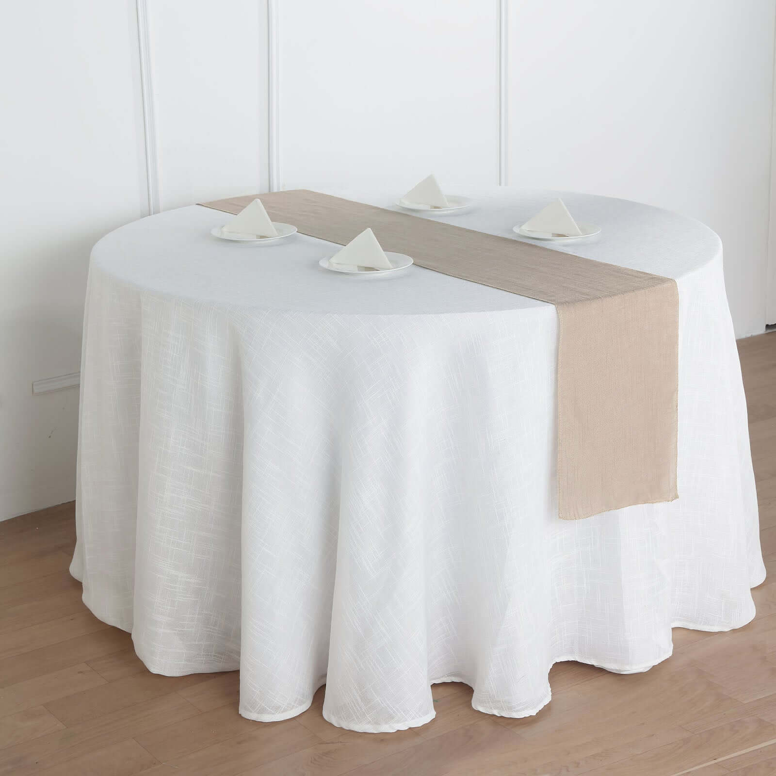 Faux Linen Table Runner 12"x108" Taupe - Slubby Textured Table Decor - Image 2