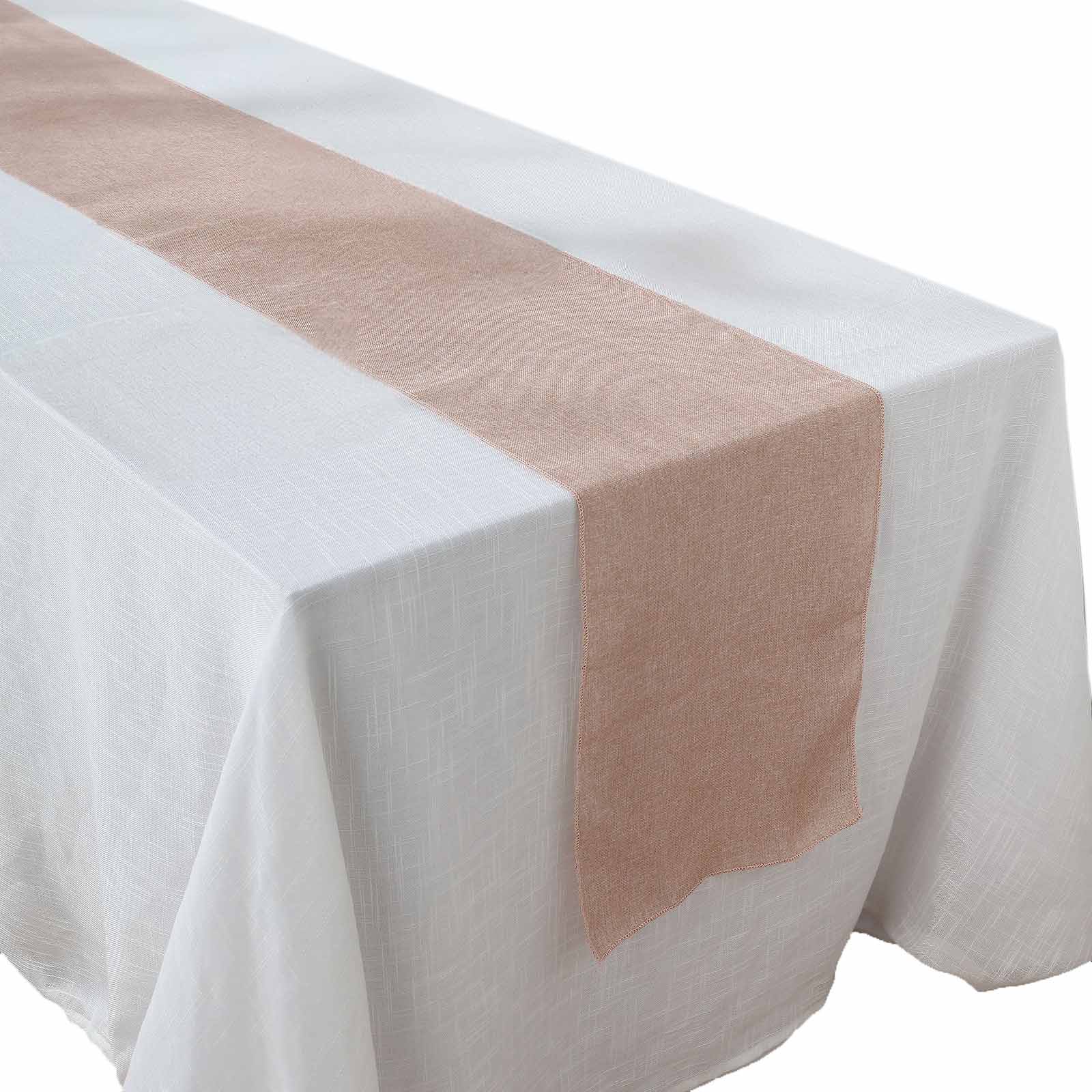Faux Linen Table Runner 14"x108" Dusty Rose - Boho Chic Rustic Table Decor - Image 7