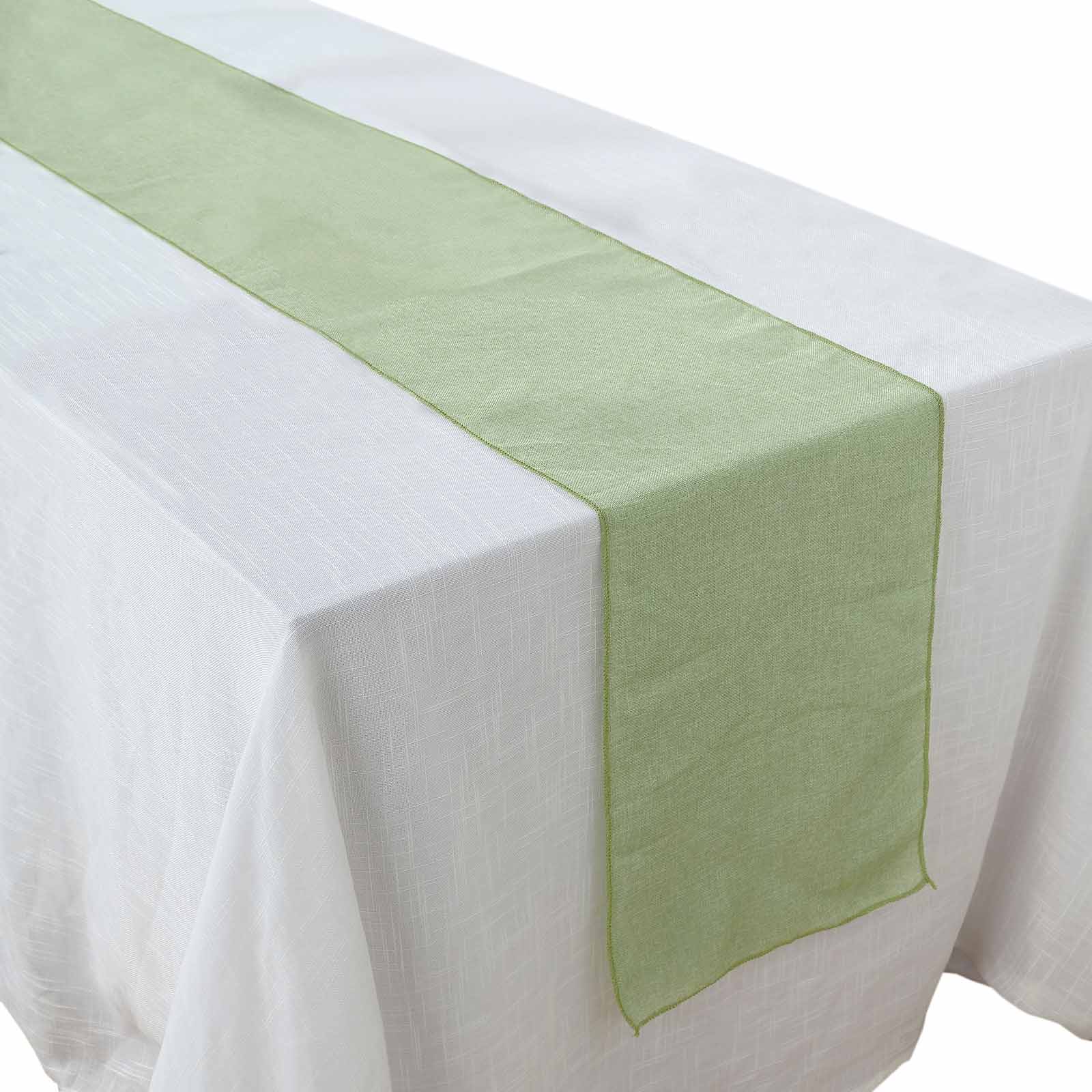 Faux Linen Table Runner 14"x108" Sage Green - Boho Chic Rustic Table Decor - Image 7