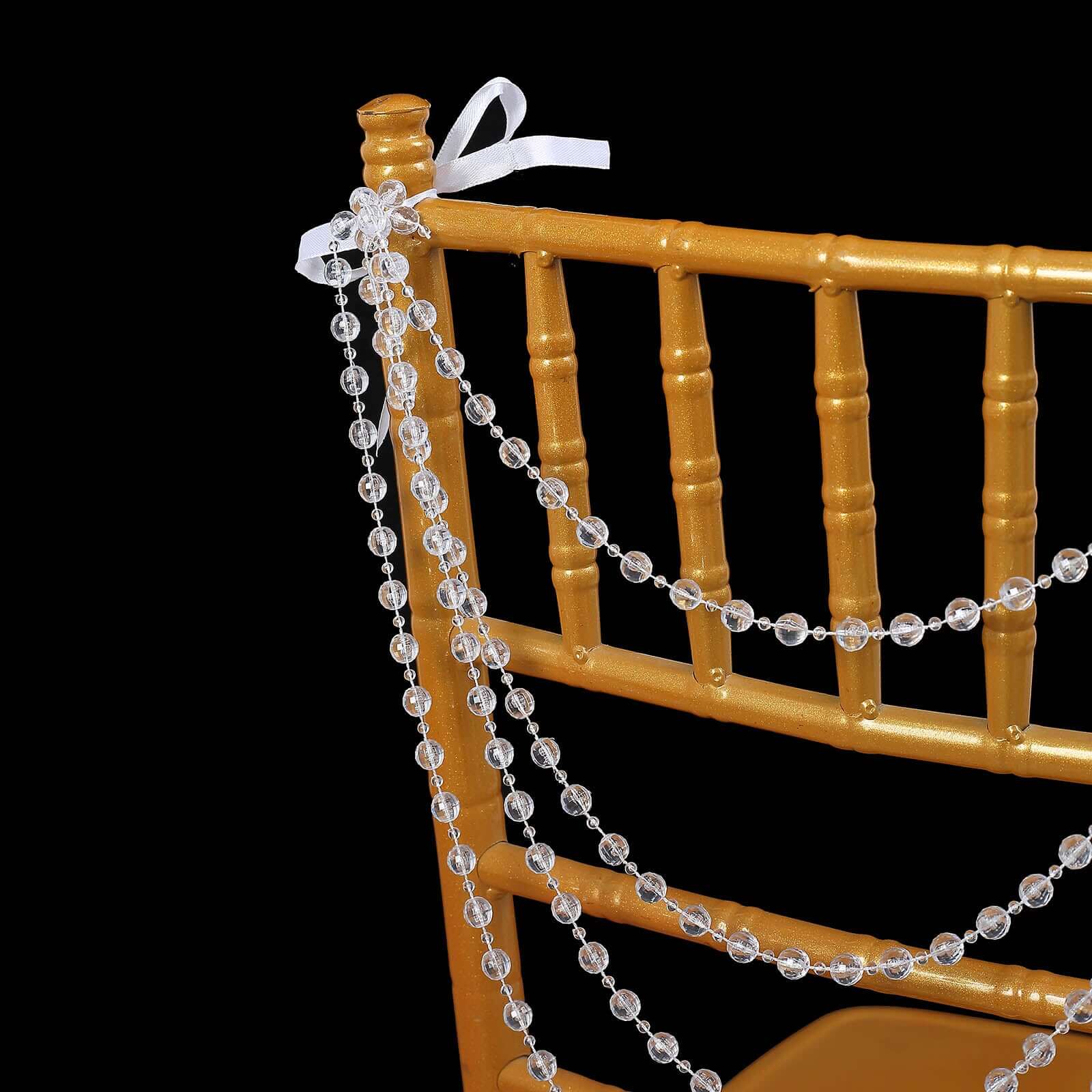 Faux Pearl Beaded Chair Back Garland Sash 16" Clear Gatsby-Inspired Design - Pre-Tied Pearl String for Chiavari Chairs - Image 16