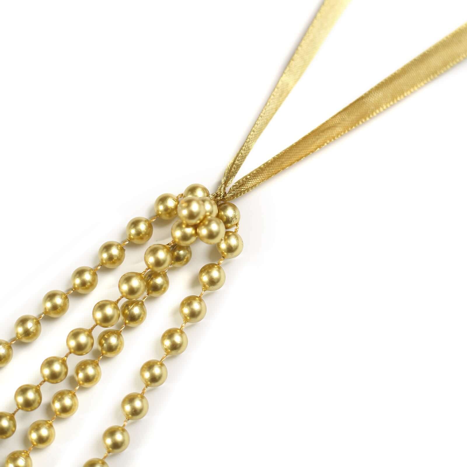 Faux Pearl Beaded Chair Back Garland Sash 16" Gold Gatsby-Inspired Design - Pre-Tied Pearl String for Chiavari Chairs - Image 8
