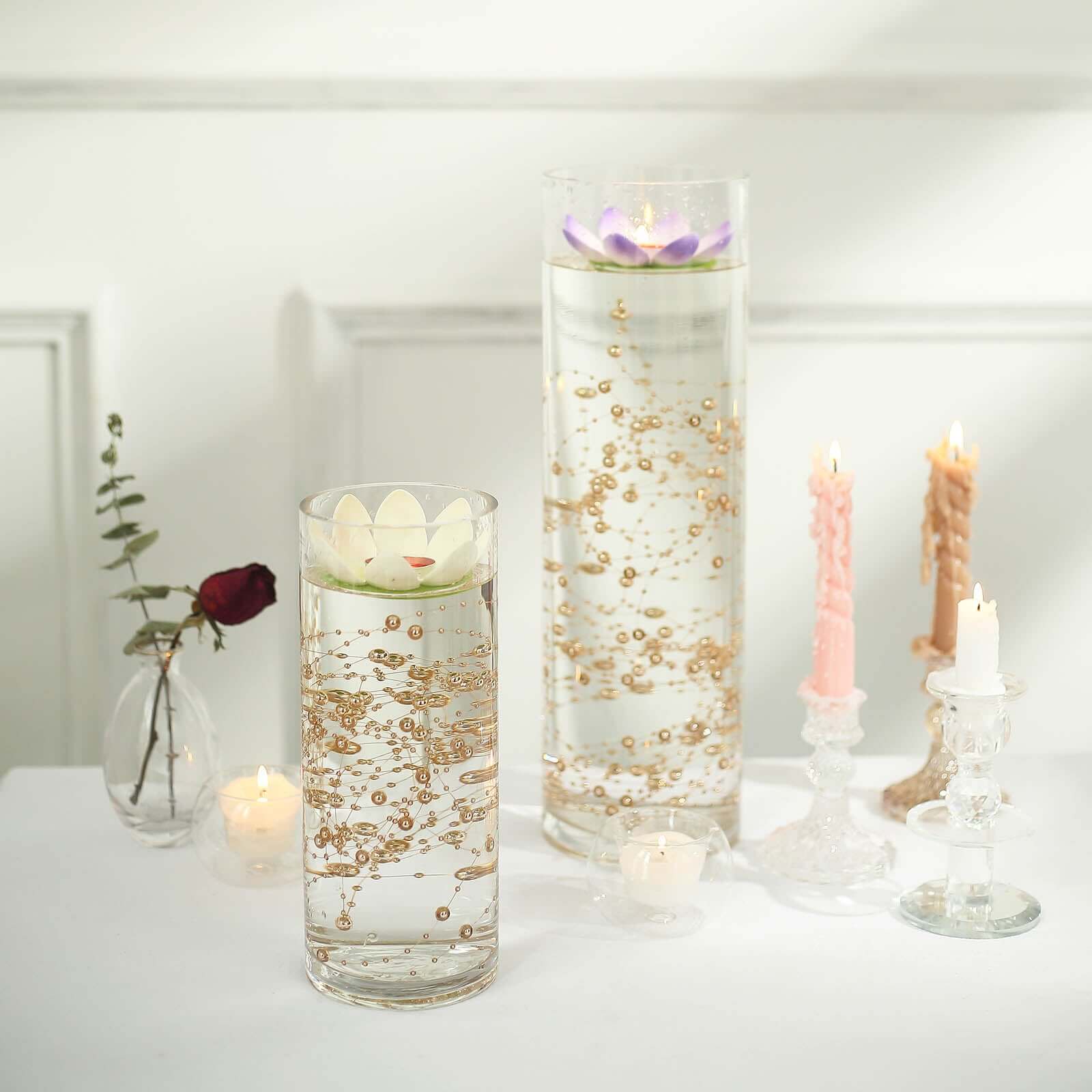 Faux Pearl String Beads Vase Filler, Rose Gold DIY Craft Fishing Line Pearl Chains 100ft - Image 9