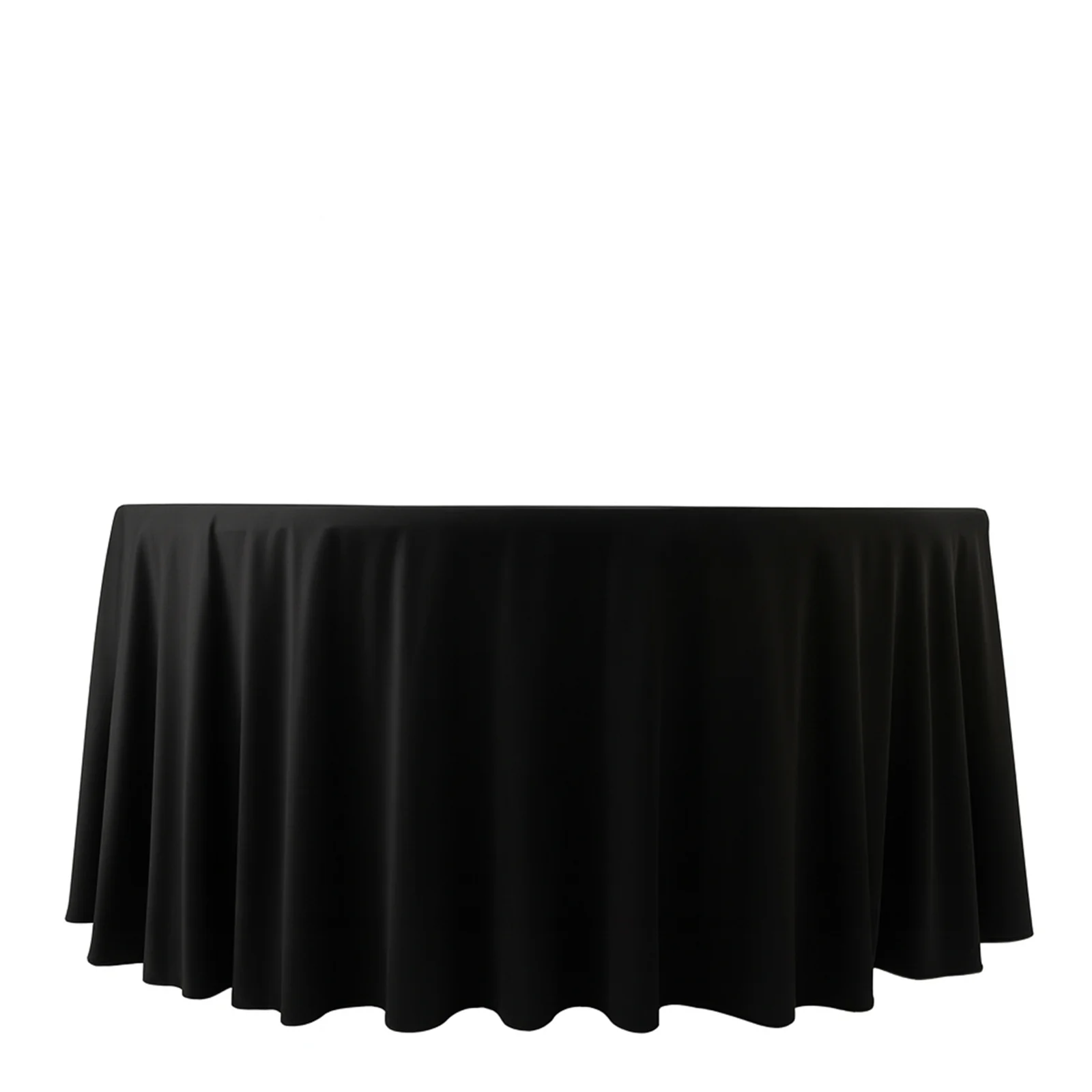 Fire Retardant 120" Round Scuba Polyester Tablecloth – Black, Wrinkle Free, Stain Resistant, Seamless Table Cover - Image 7