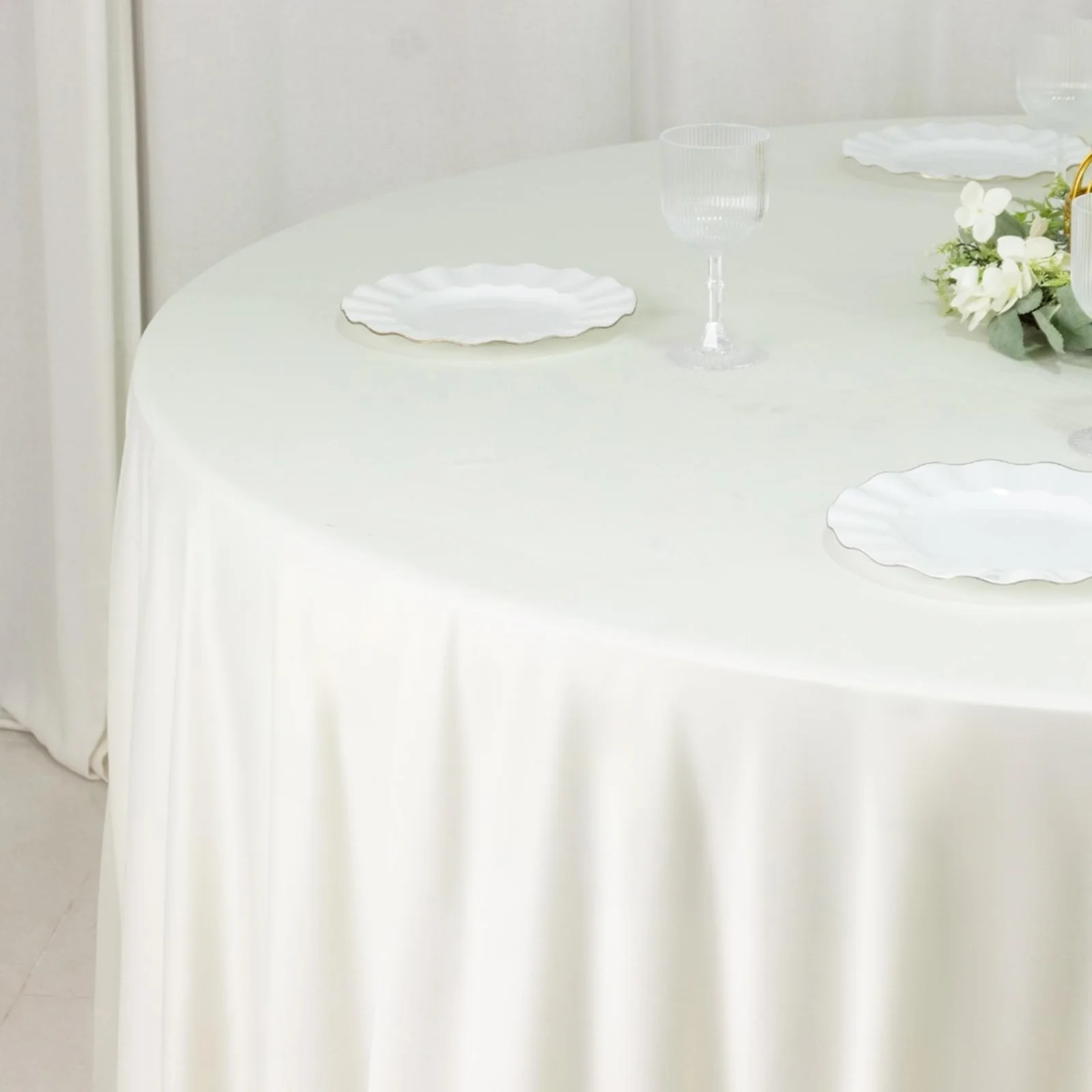 Fire Retardant 120" Round Scuba Polyester Tablecloth – Ivory, Wrinkle Free, Stain Resistant, Seamless Table Cover - Image 6