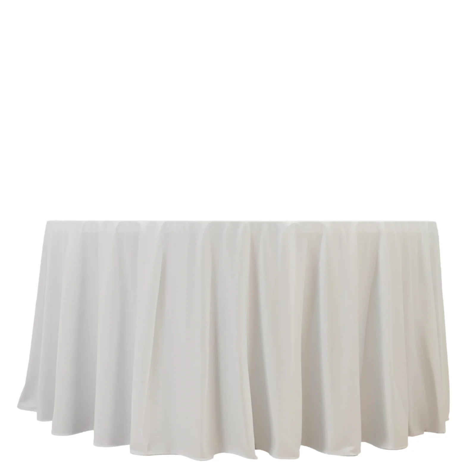 Fire Retardant 120" Round Scuba Polyester Tablecloth – White, Wrinkle Free, Stain Resistant, Seamless Table Cover - Image 2