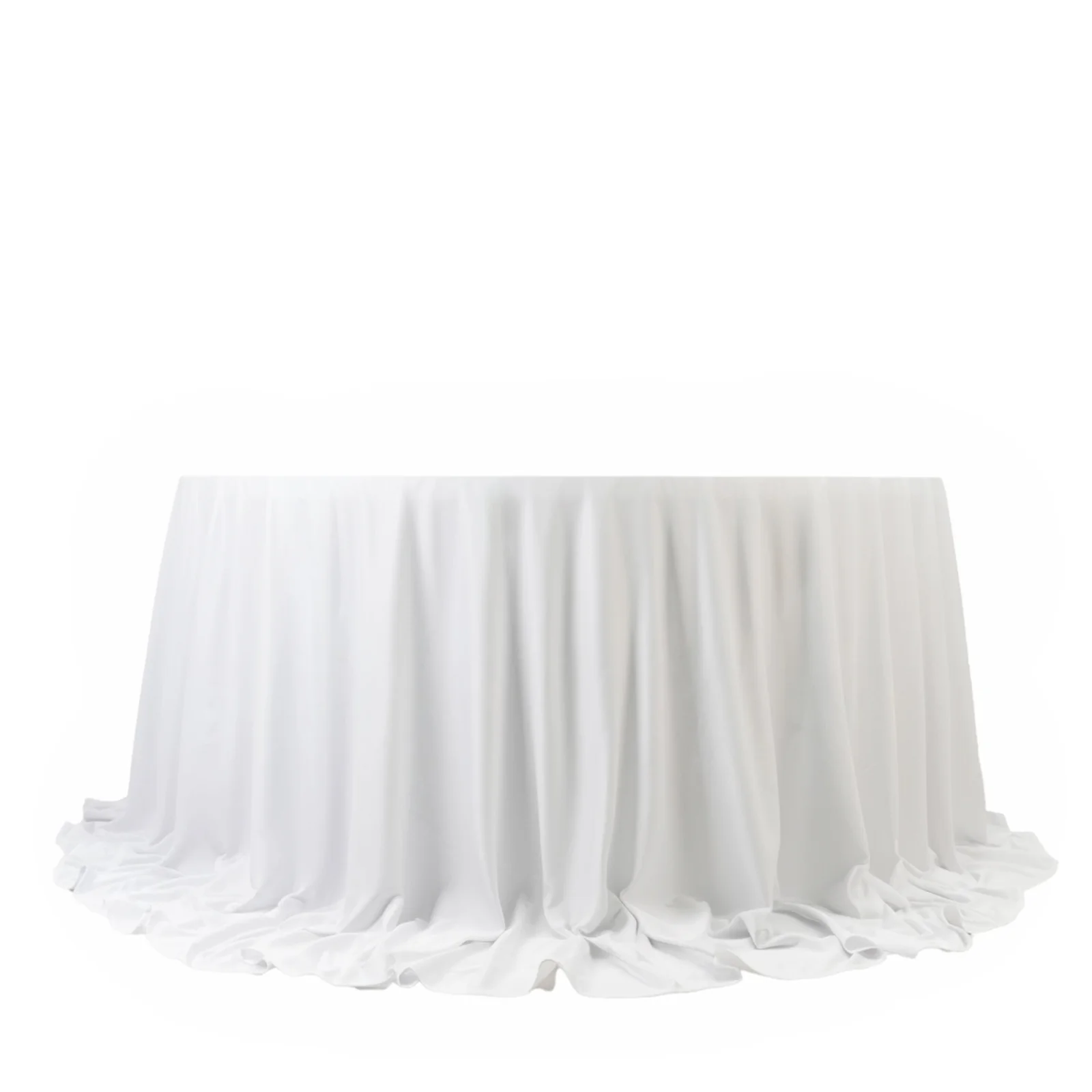 Fire Retardant 132" Round Scuba Polyester Tablecloth – White, Wrinkle Free, Stain Resistant, Seamless Table Cover - Image 6