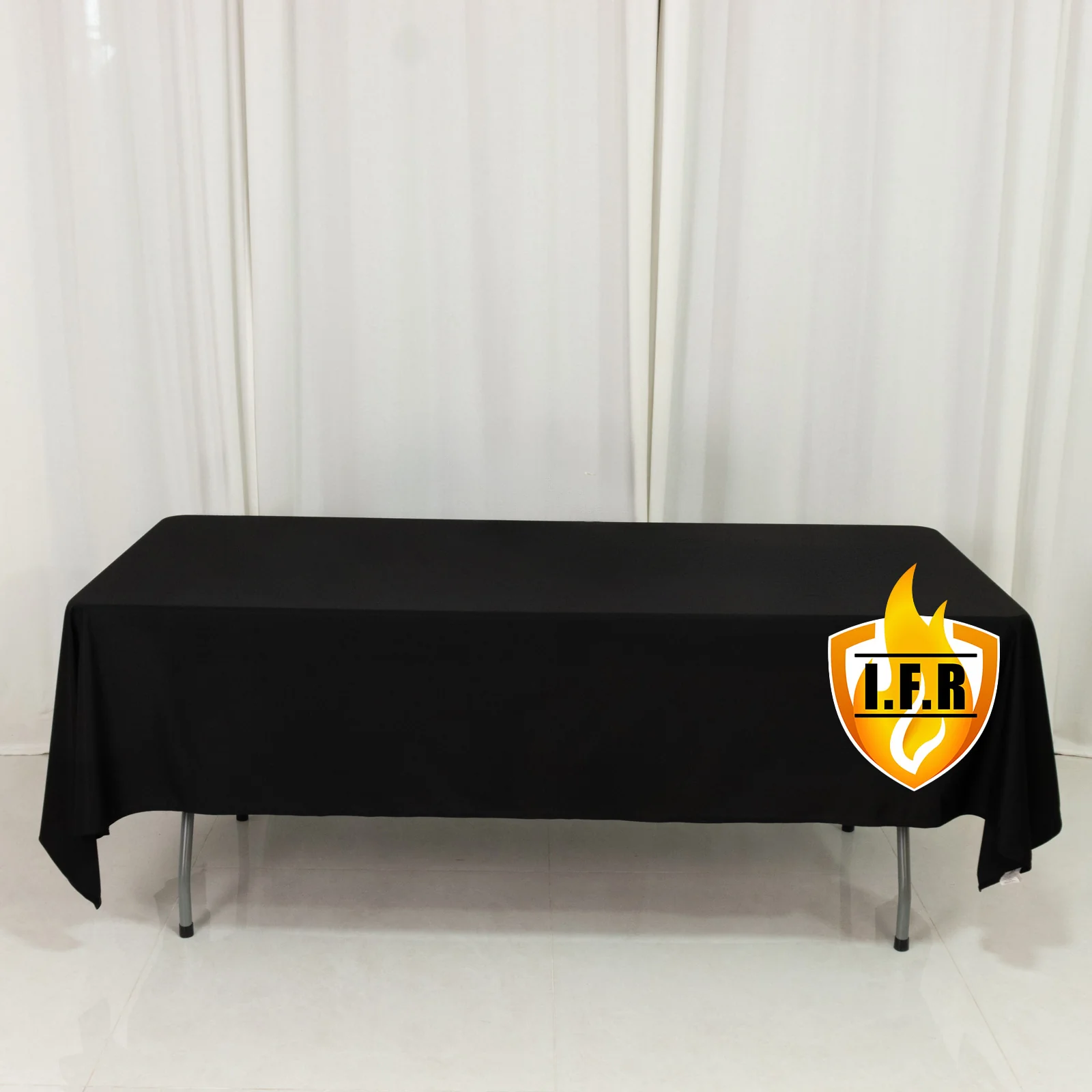 Fire Retardant 60"x102" Rectangle Scuba Polyester Tablecloth – Black, Wrinkle Free, Stain Resistant Table Cover