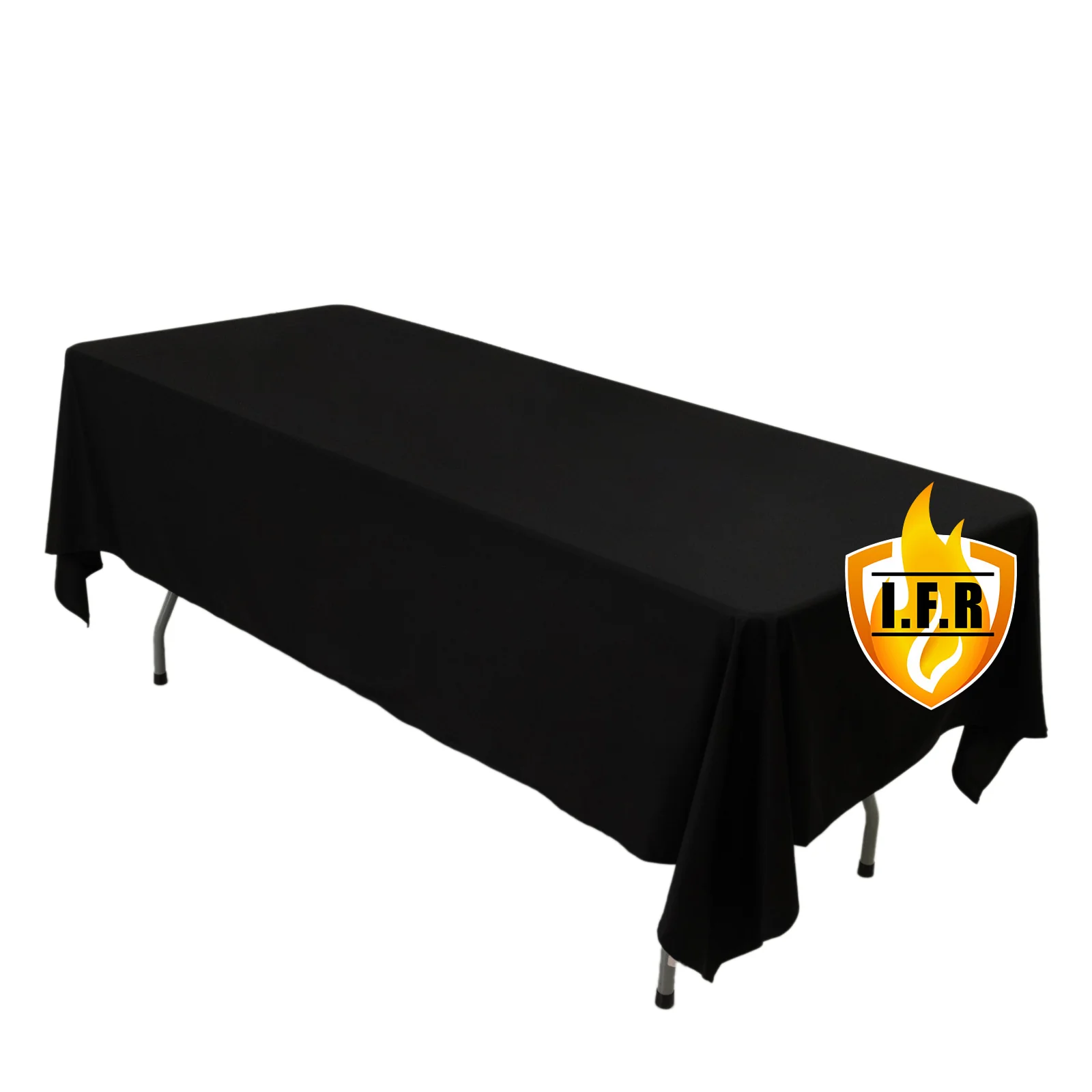 Fire Retardant 60"x102" Rectangle Scuba Polyester Tablecloth – Black, Wrinkle Free, Stain Resistant Table Cover - Image 6