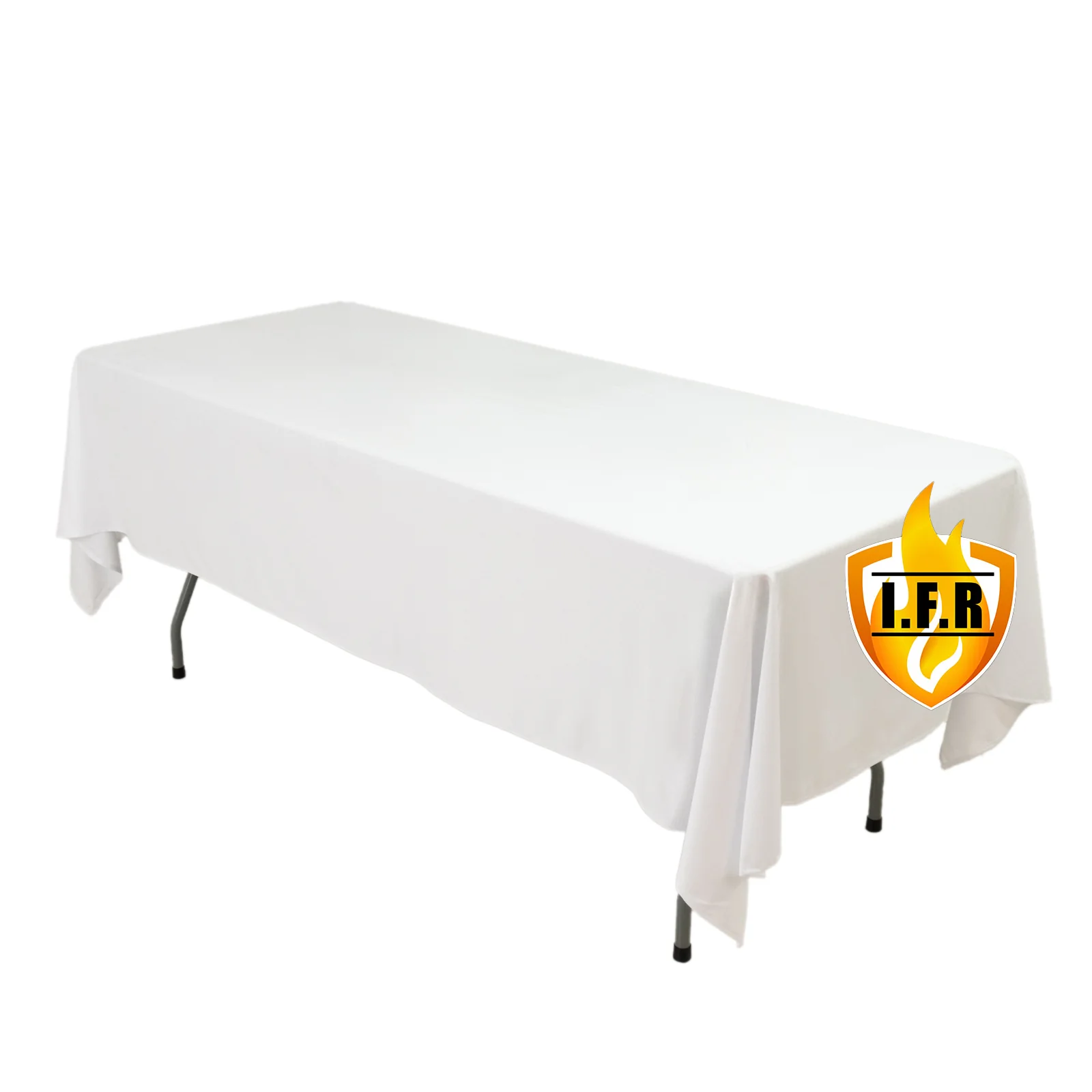 Fire Retardant 60"x102" Rectangle Scuba Polyester Tablecloth – White, Wrinkle Free, Stain Resistant Table Cover - Image 3