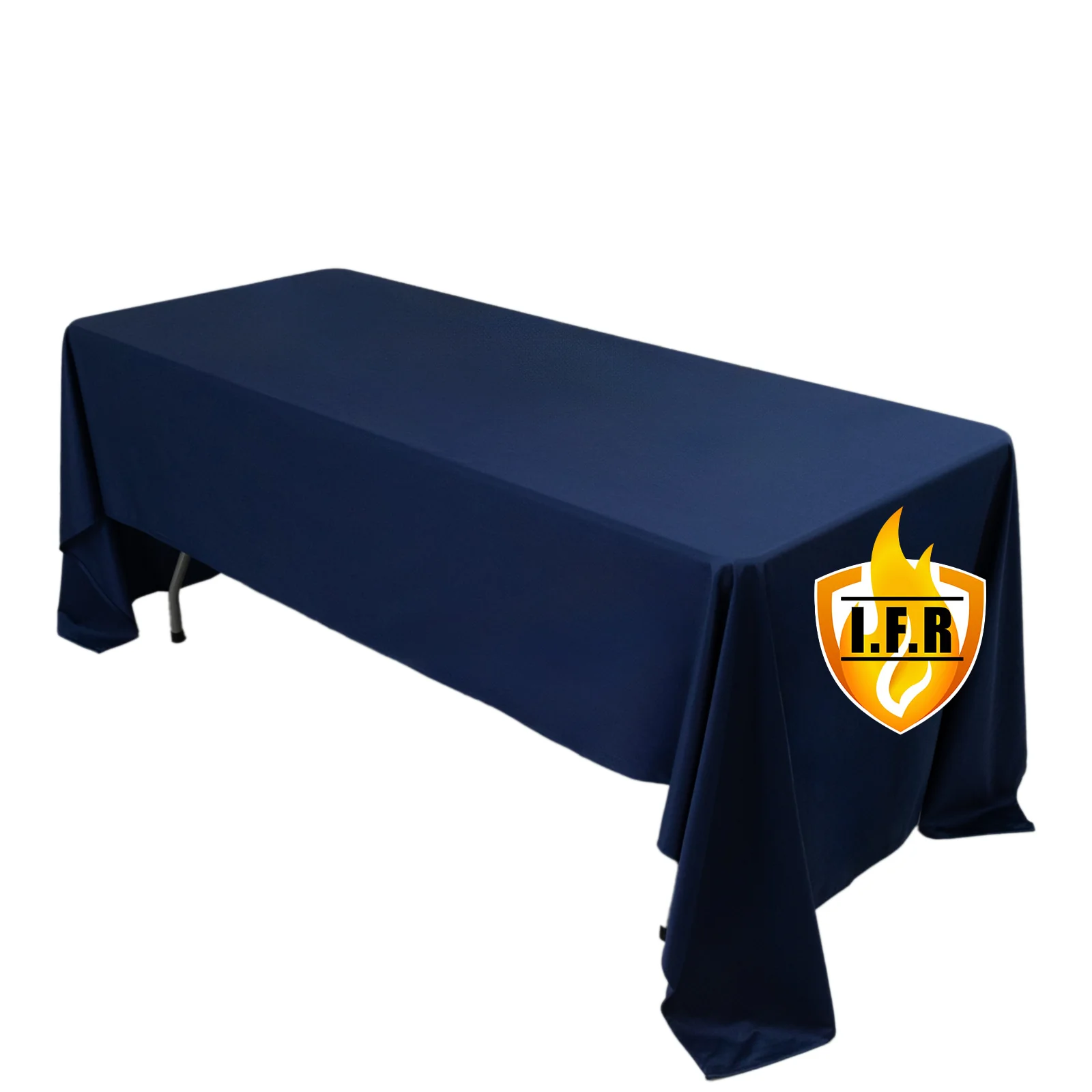 Fire Retardant 60"x126" Rectangle Scuba Polyester Tablecloth – Navy Blue, Wrinkle Free, Stain Resistant Table Cover - Image 3