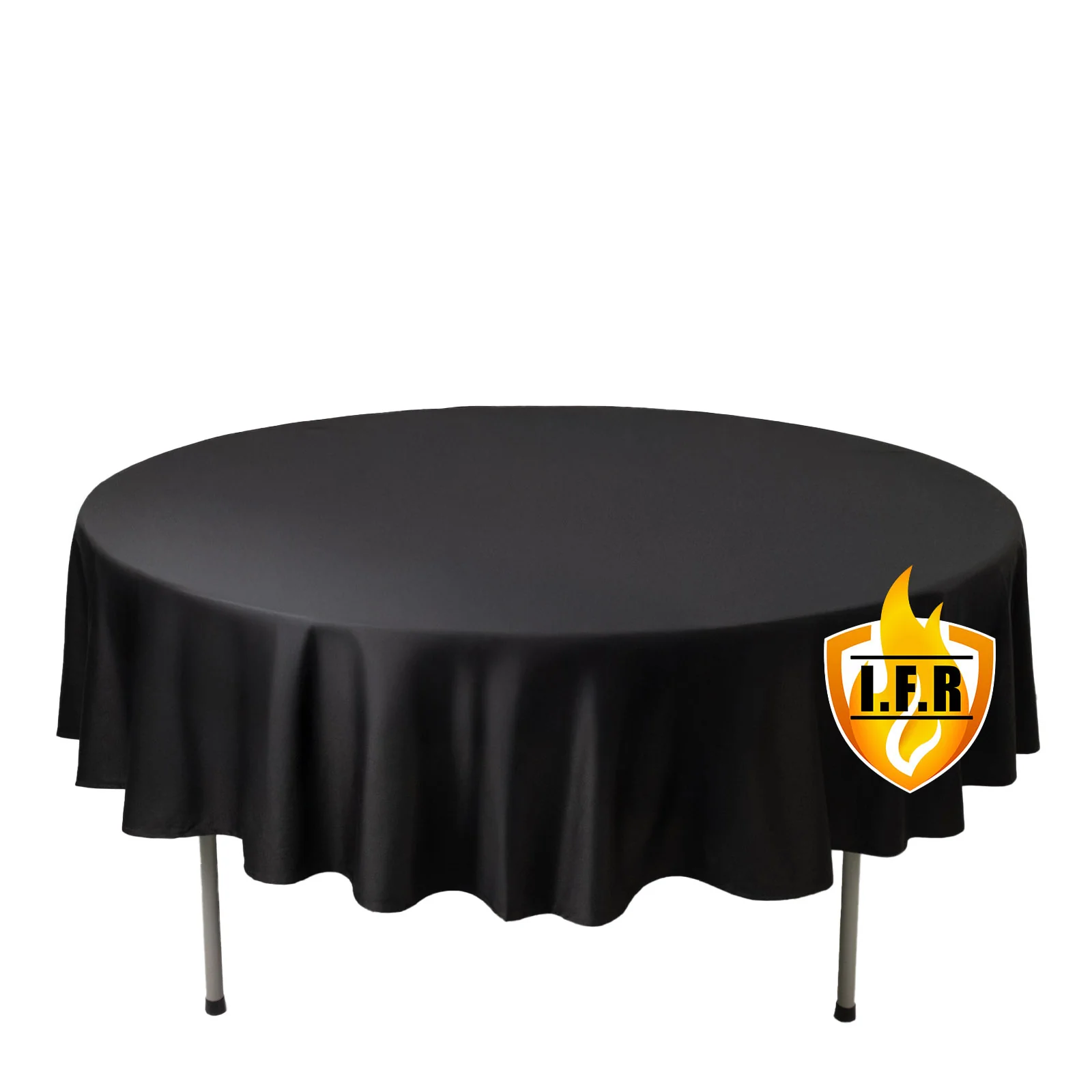 Fire Retardant 90" Round Scuba Polyester Tablecloth – Black, Wrinkle Free, Stain Resistant Table Cover - Image 3
