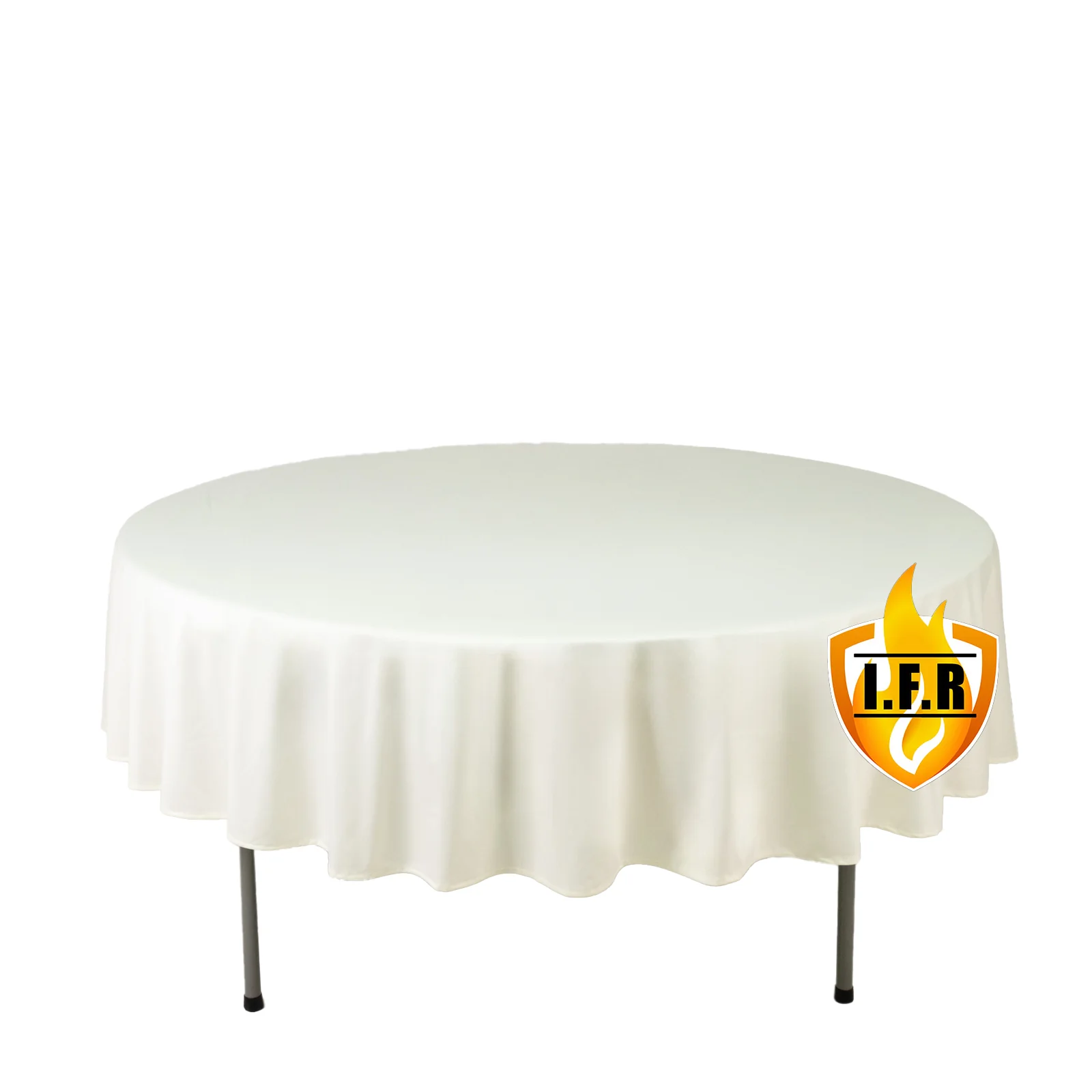 Fire Retardant 90" Round Scuba Polyester Tablecloth – Ivory, Wrinkle Free, Stain Resistant Table Cover - Image 3