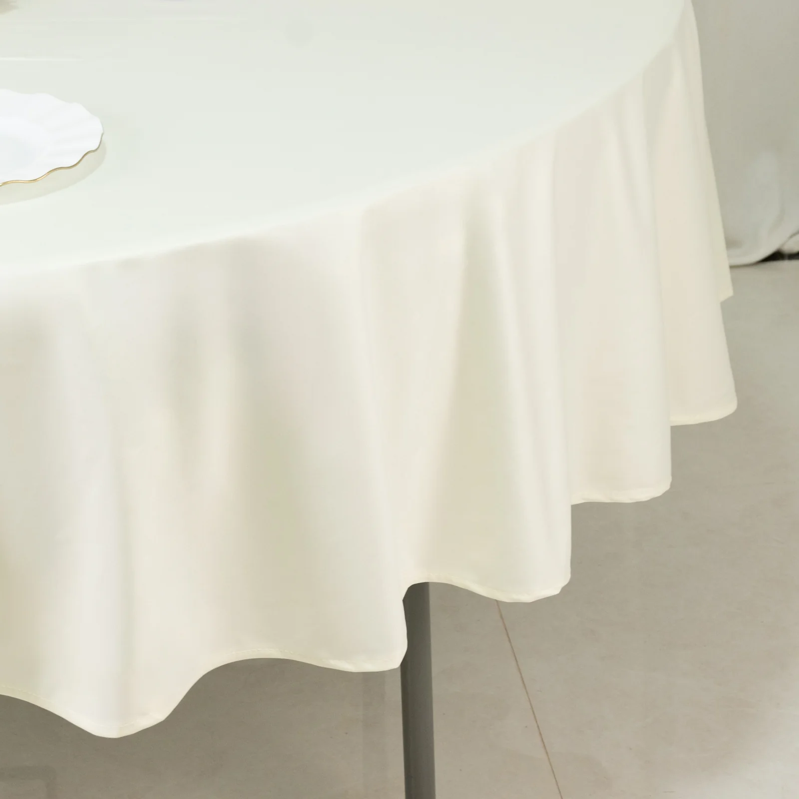 Fire Retardant 90" Round Scuba Polyester Tablecloth – Ivory, Wrinkle Free, Stain Resistant Table Cover - Image 9