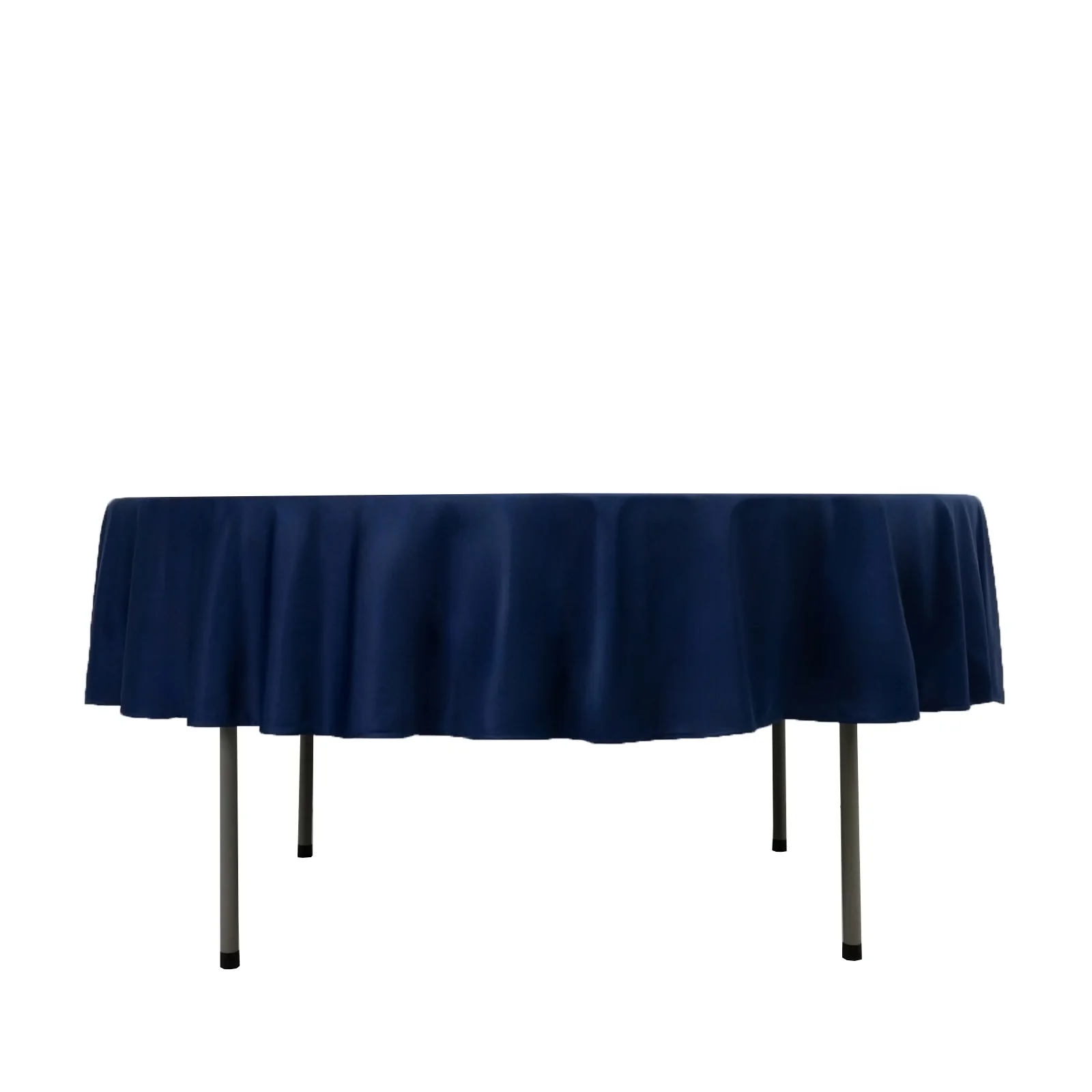 Fire Retardant 90" Round Scuba Polyester Tablecloth – Navy Blue, Wrinkle Free, Stain Resistant Table Cover - Image 2