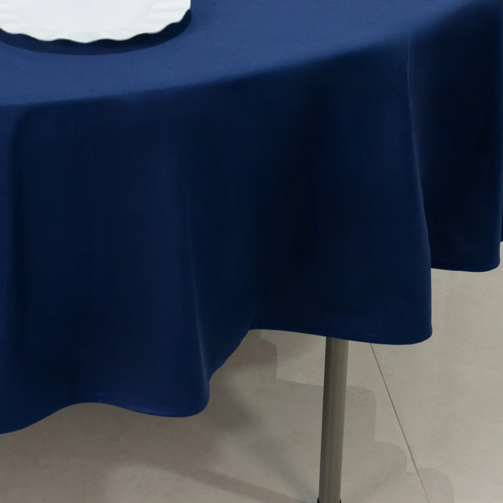 Fire Retardant 90" Round Scuba Polyester Tablecloth – Navy Blue, Wrinkle Free, Stain Resistant Table Cover - Image 9