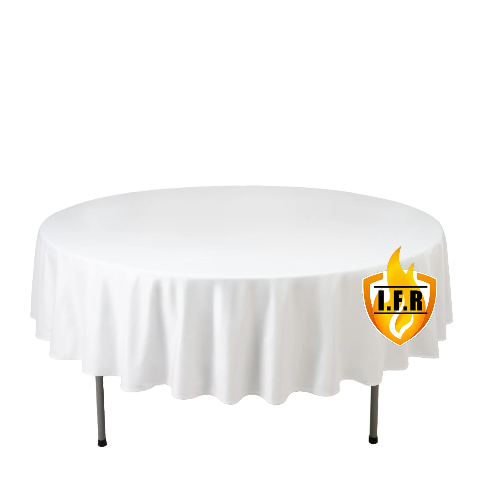 Fire Retardant 90" Round Scuba Polyester Tablecloth – White, Wrinkle Free, Stain Resistant Table Cover - Image 3